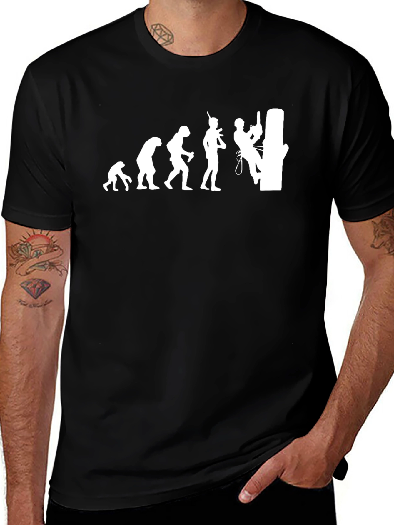 Variant 5 of Evolution of Tree Climbing T-Shirt - Black