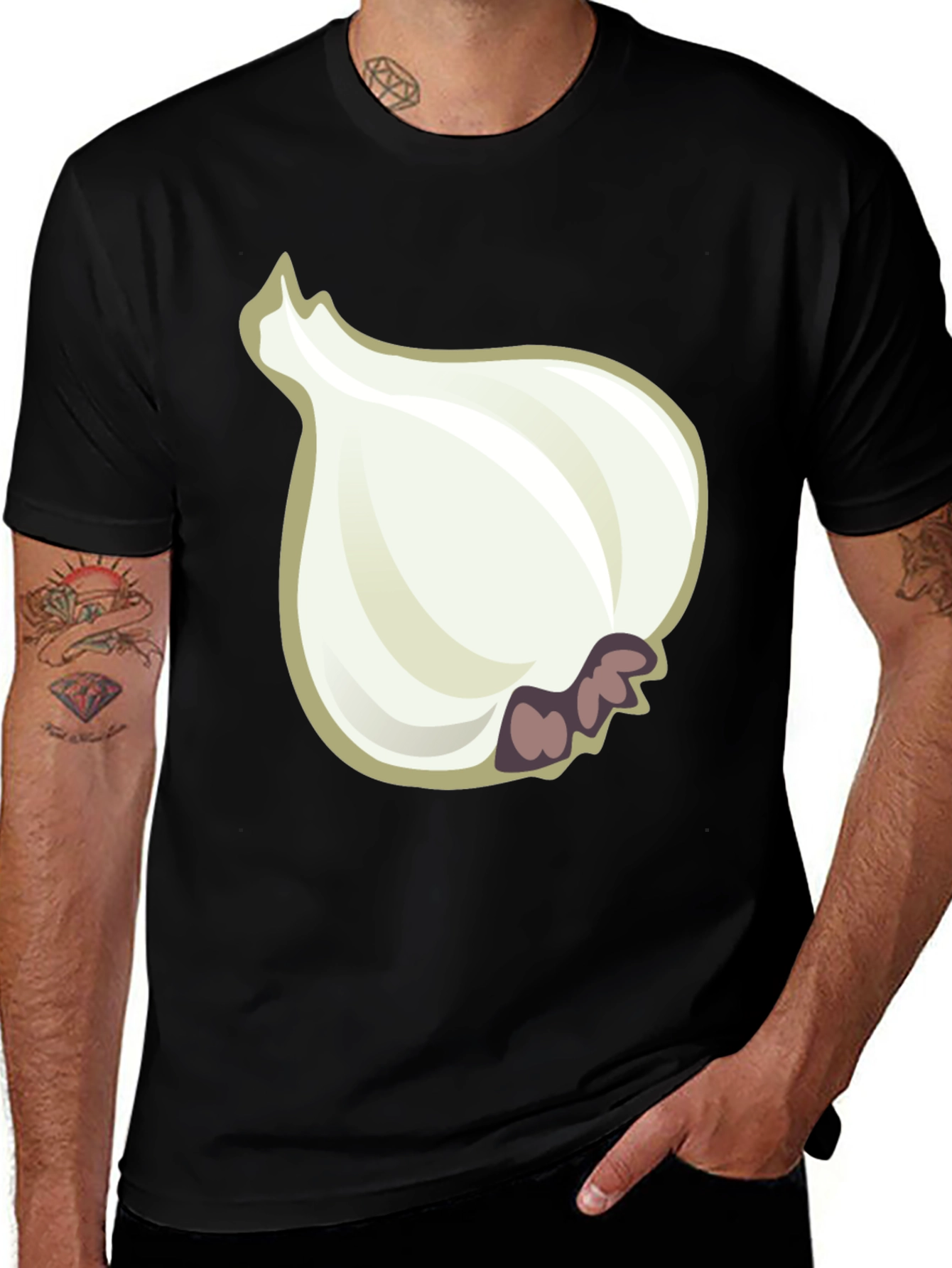 Variant 12 of Garlic Graphic Tee - Black Cotton T-Shirt