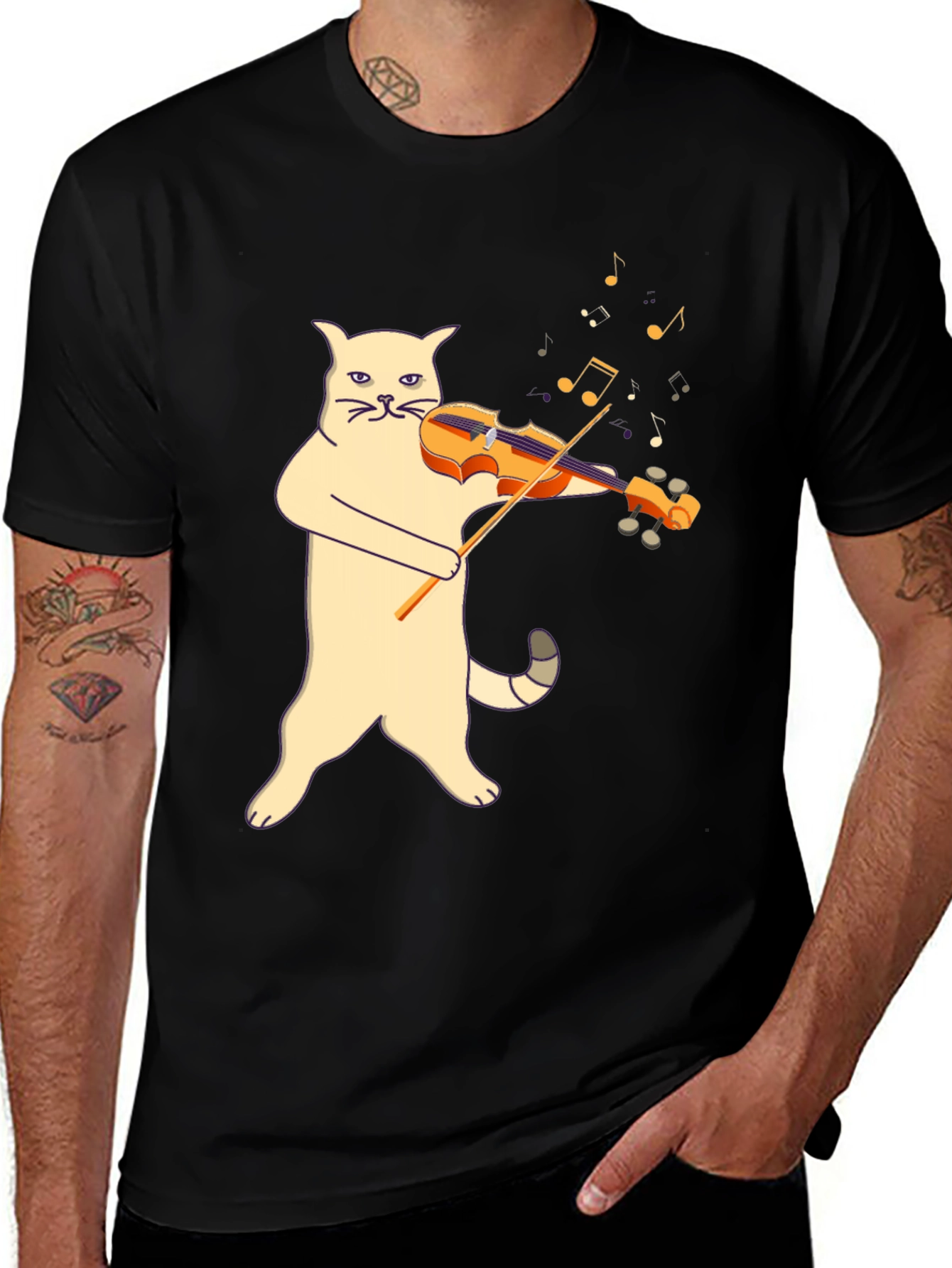 Variant 10 of Cat Violinist Graphic Tee - Unique Music Lover Shirt