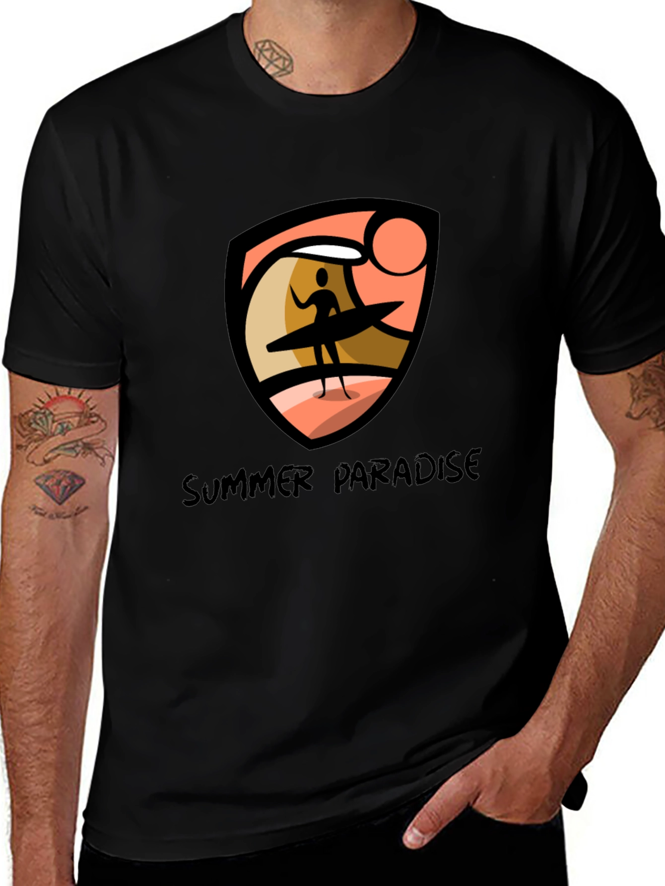 Variant 15 of Summer Paradise Graphic Tee - Surfer Design