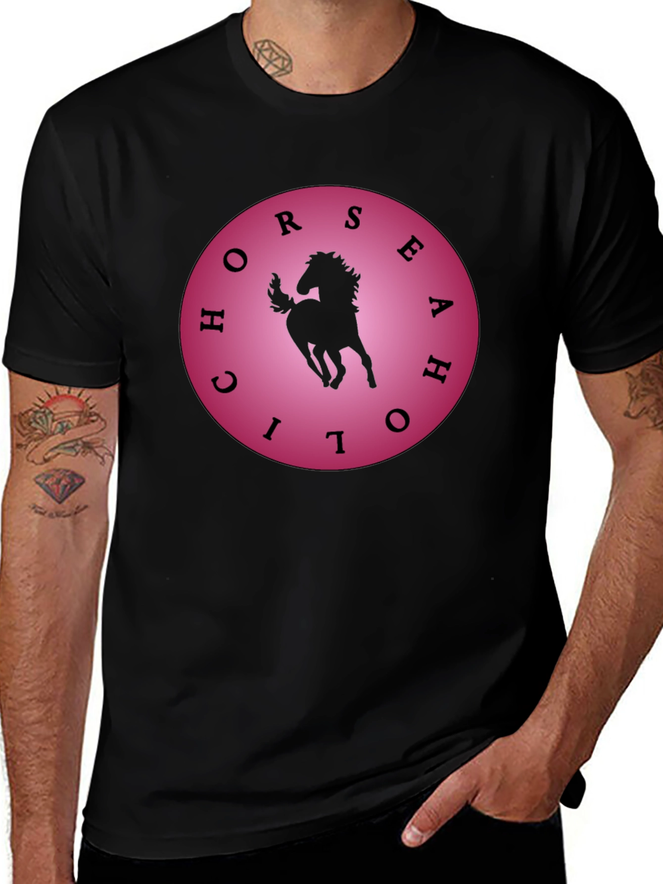 Variant 2 of Horseaholic Pink Logo T-Shirt