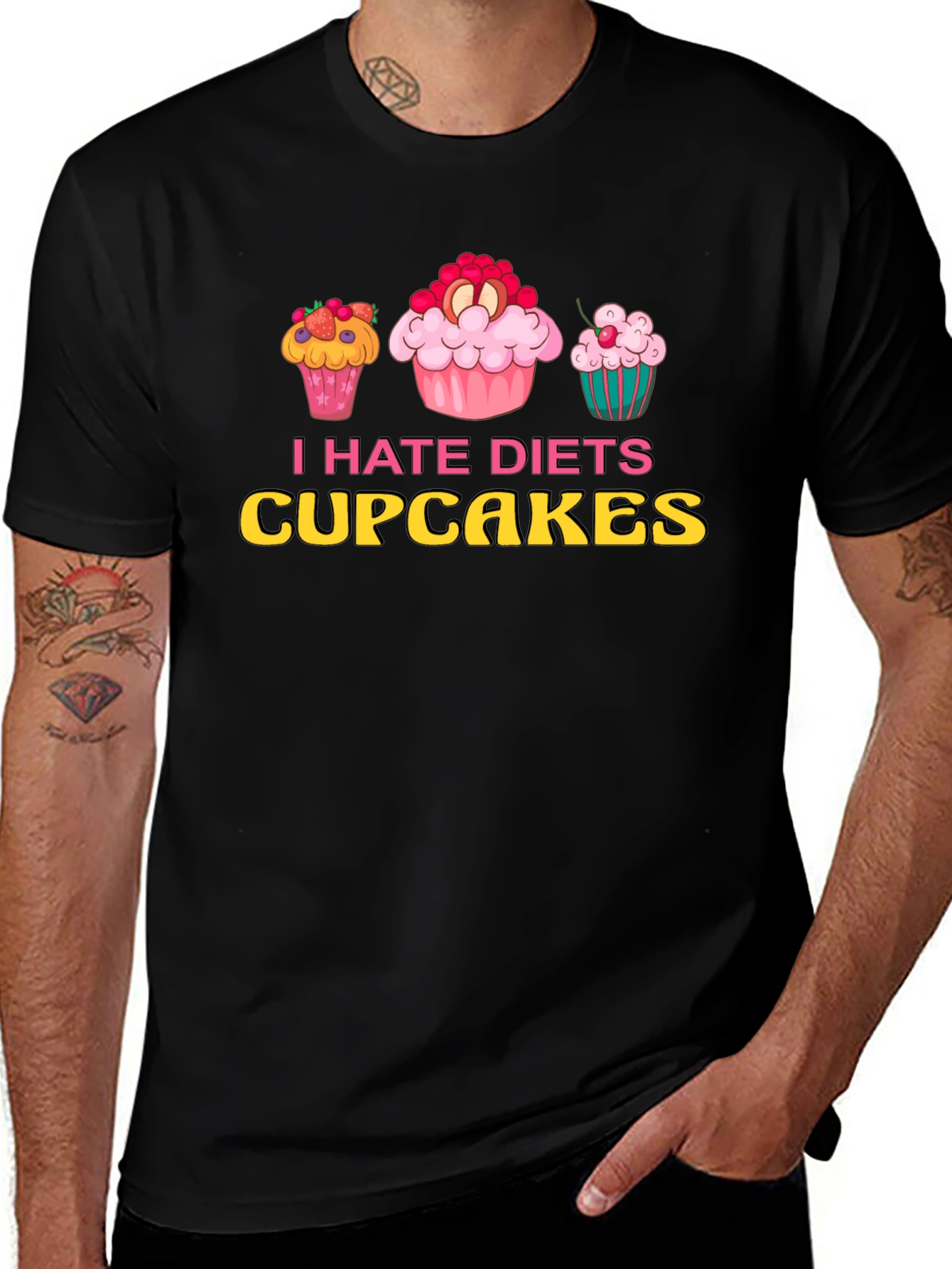Variant 2 of I Hate Diets Cupcakes Graphic T-Shirt