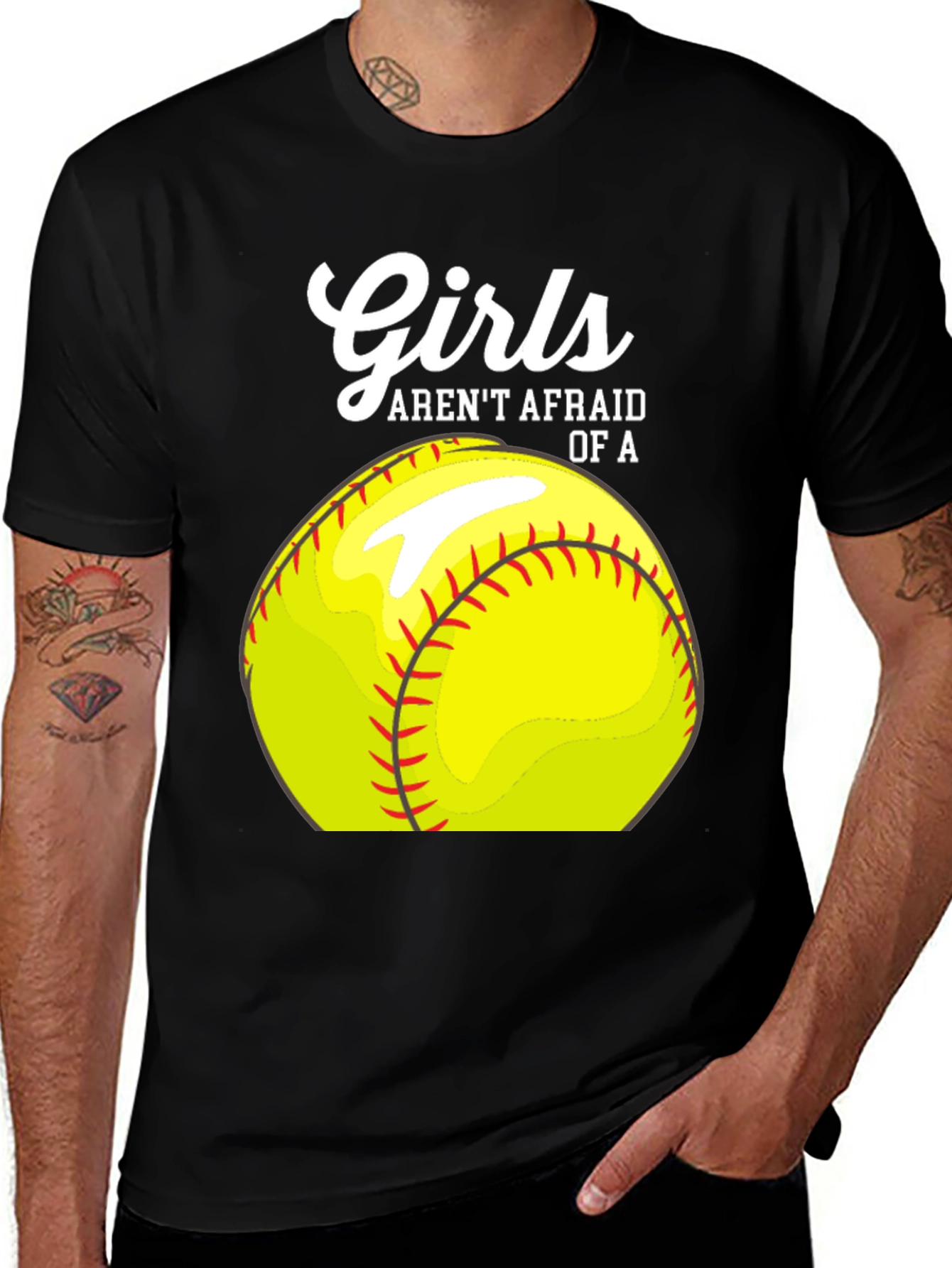 Variant 26 of Girls Aren't Afraid Softball Graphic Tee