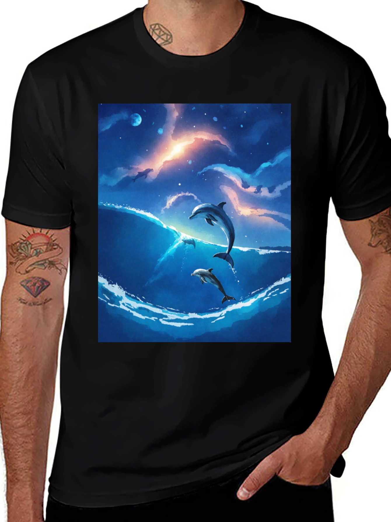 Variant 24 of Dolphin T-Shirt - Ocean Scene Graphic Tee