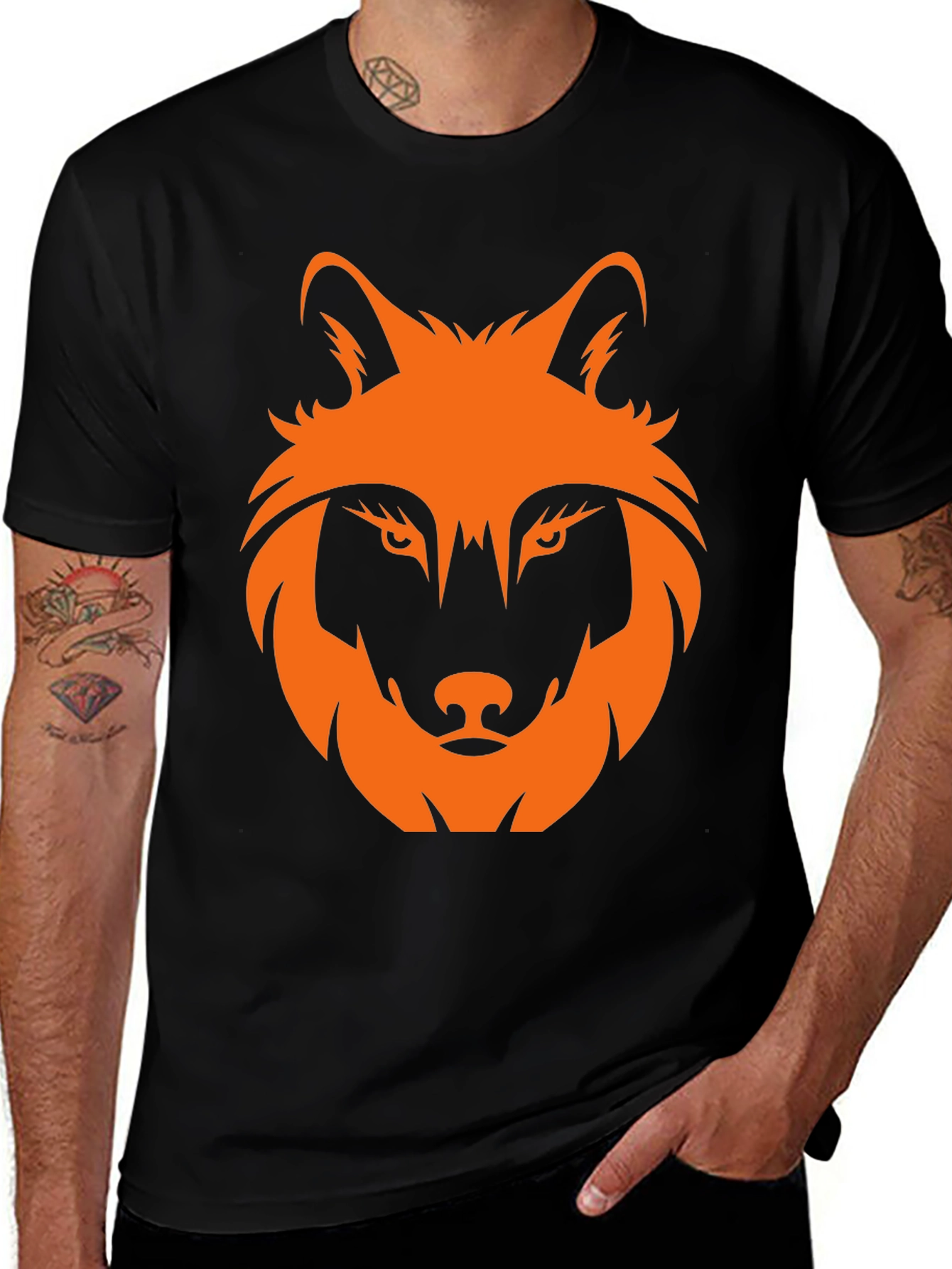 Variant 14 of Bold Wolf Graphic Tee - Men's Black T-Shirt