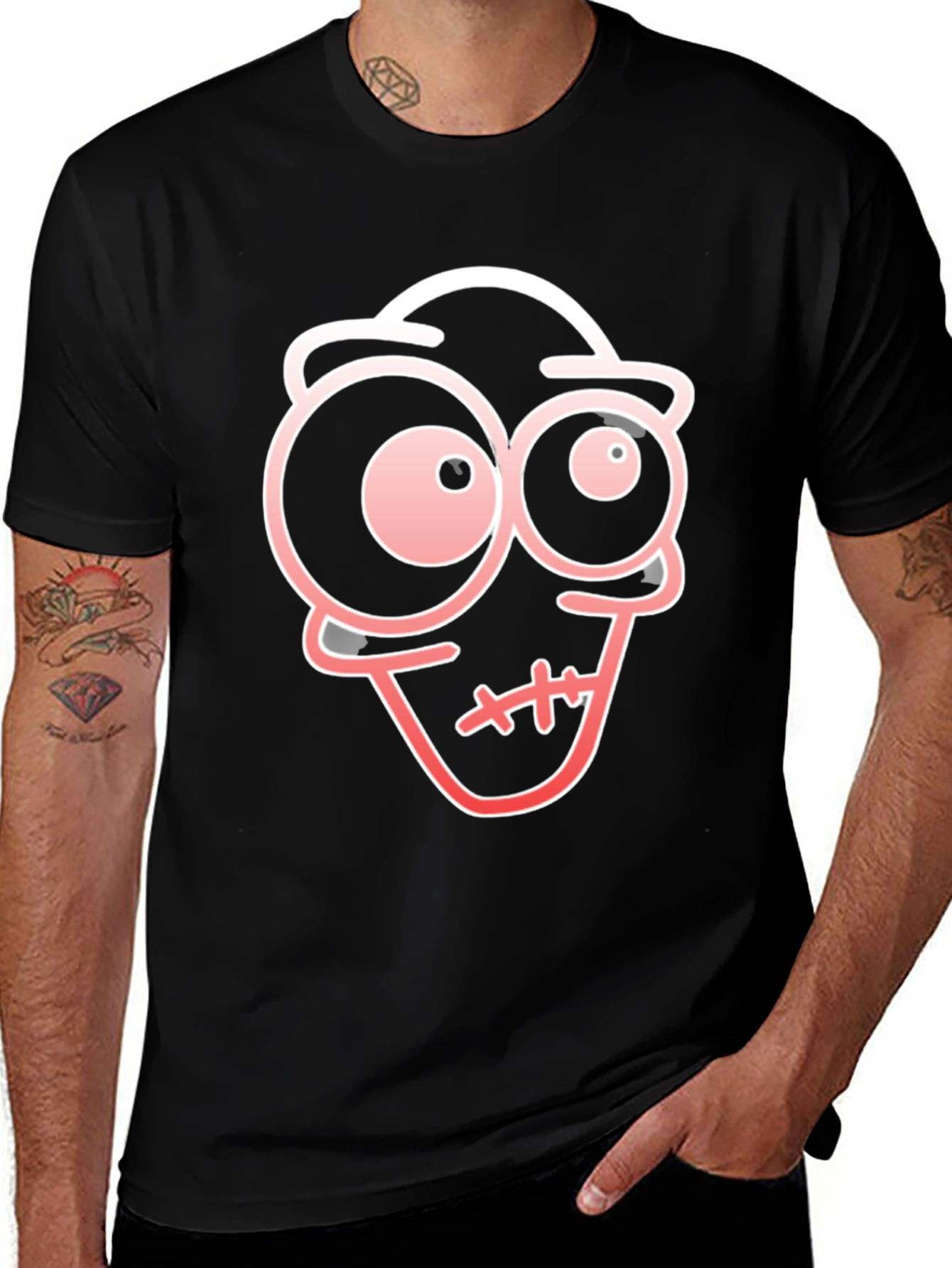 Variant 21 of Cartoon Face Black T-Shirt