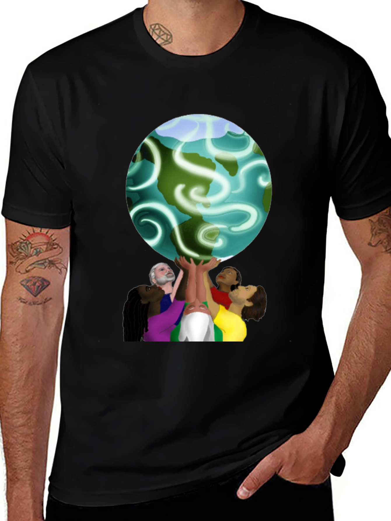 Variant 6 of Unity Globe Graphic Tee - Black