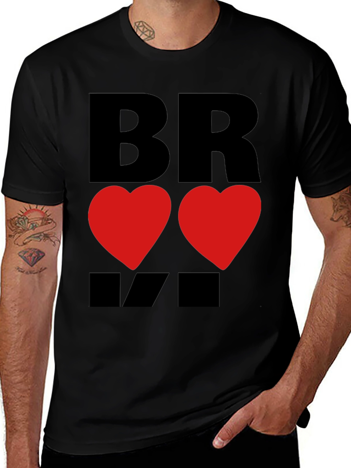 Variant 19 of Bravo Hearts Graphic T-Shirt - Men's Black Tee