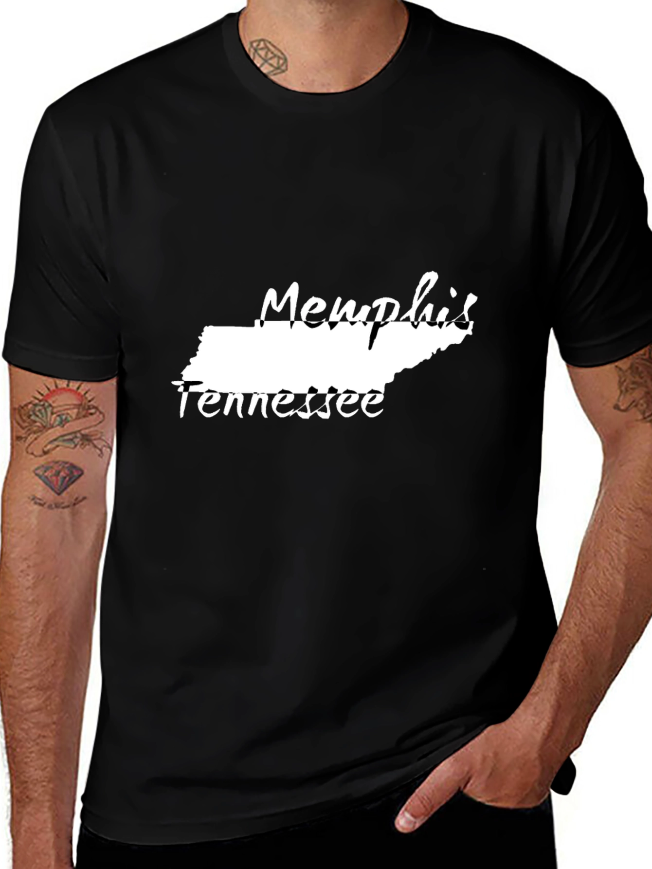 Memphis Tennessee State Outline Graphic Tee - Black