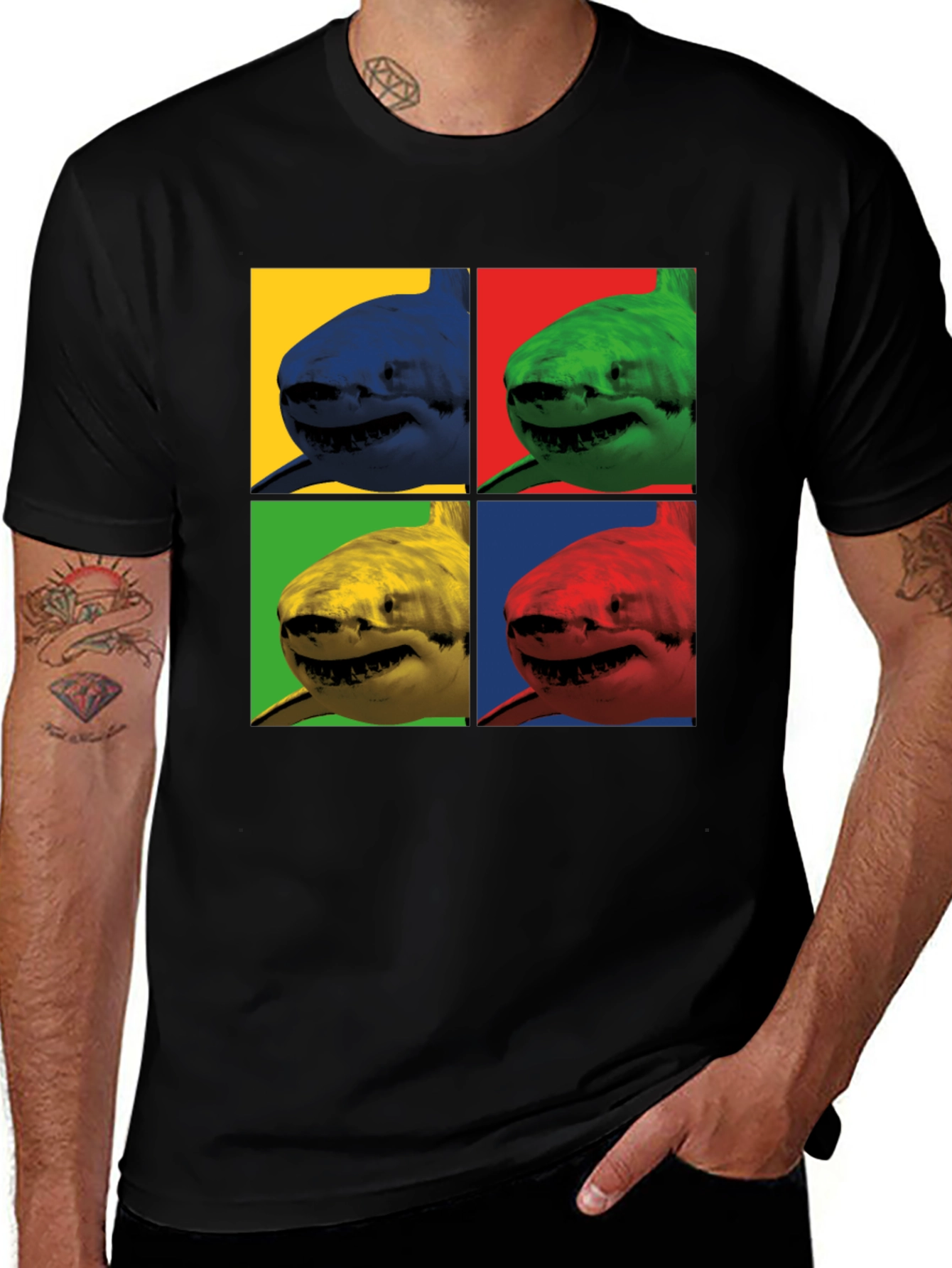 Variant 7 of Pop Art Shark T-Shirt - Colorful Graphic Tee