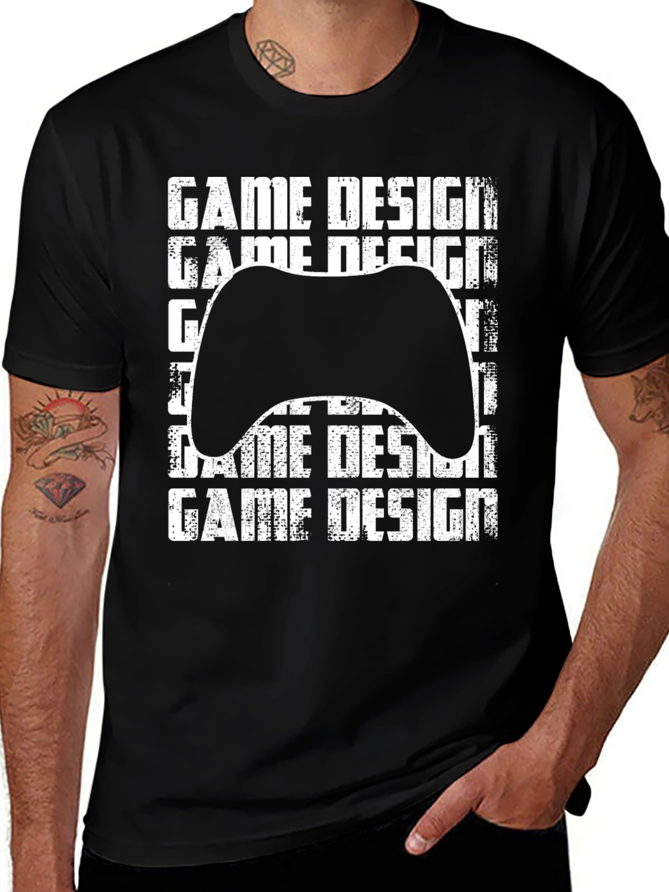 Variant 8 of Game Design Controller Graphic Black T-Shirt