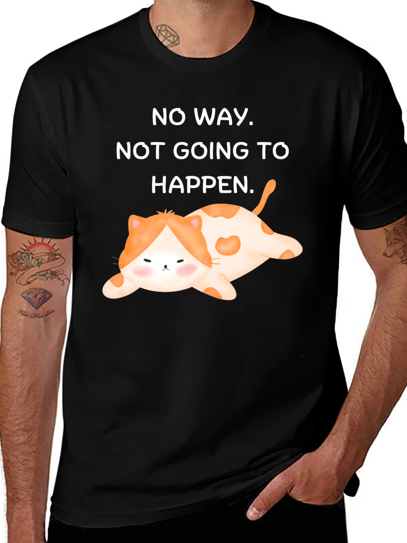 Variant 14 of No Way Cat T-Shirt - Funny Reluctant Kitty Tee