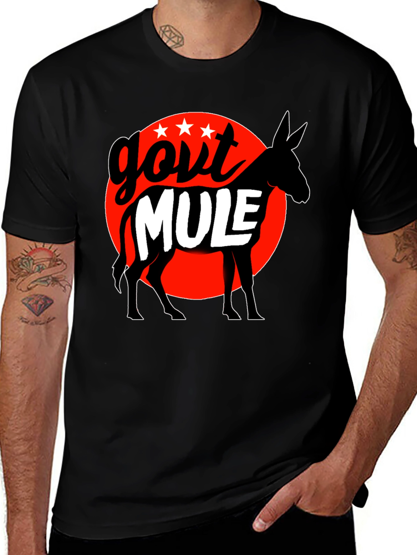 Black Govt Mule Graphic T-Shirt - Black Cotton Tee main image