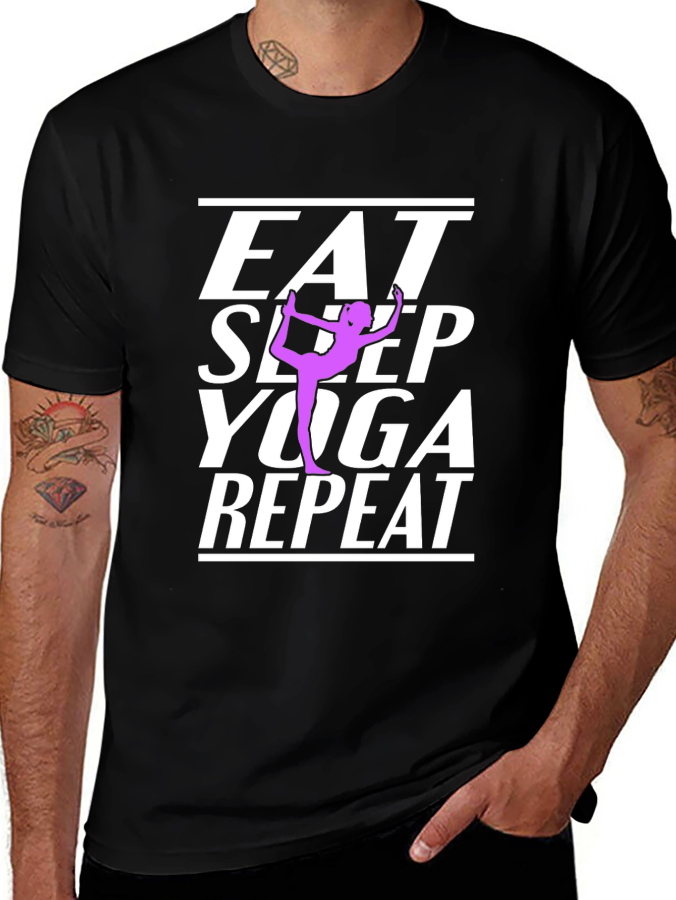 Eat Sleep Yoga Repeat Graphic T-Shirt