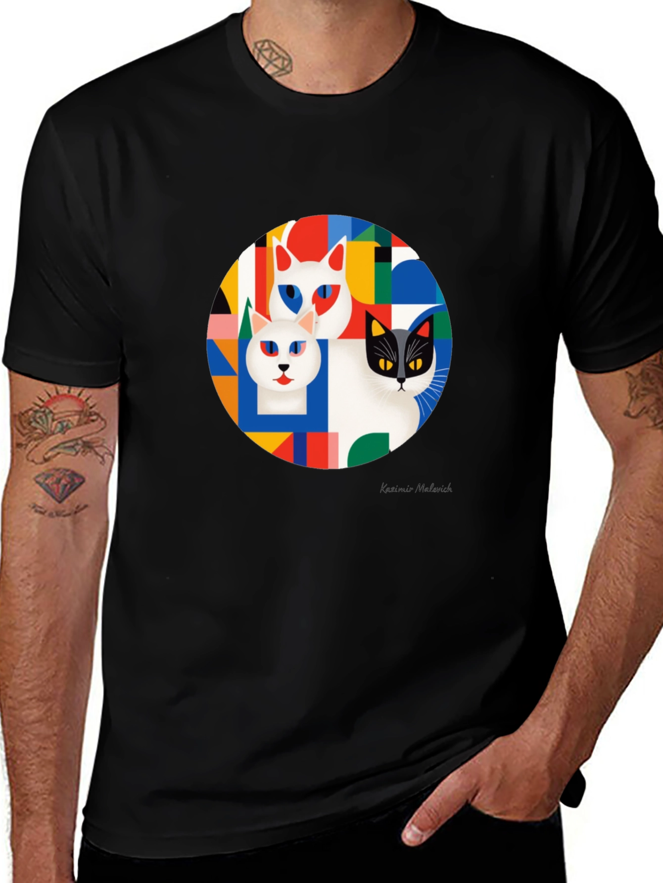 Variant 18 of Geometric Cat T-Shirt - Modern Art Tee