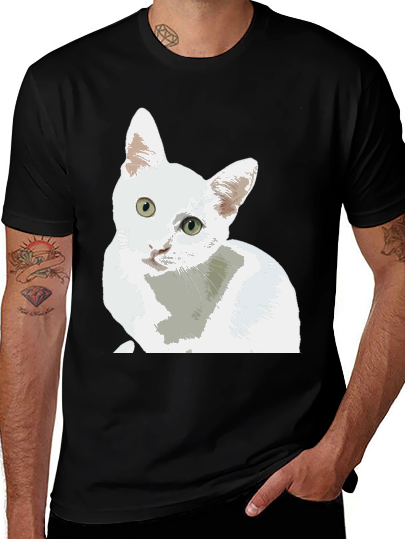 Variant 16 of Cat Lover T-Shirt - Cute White Cat Design