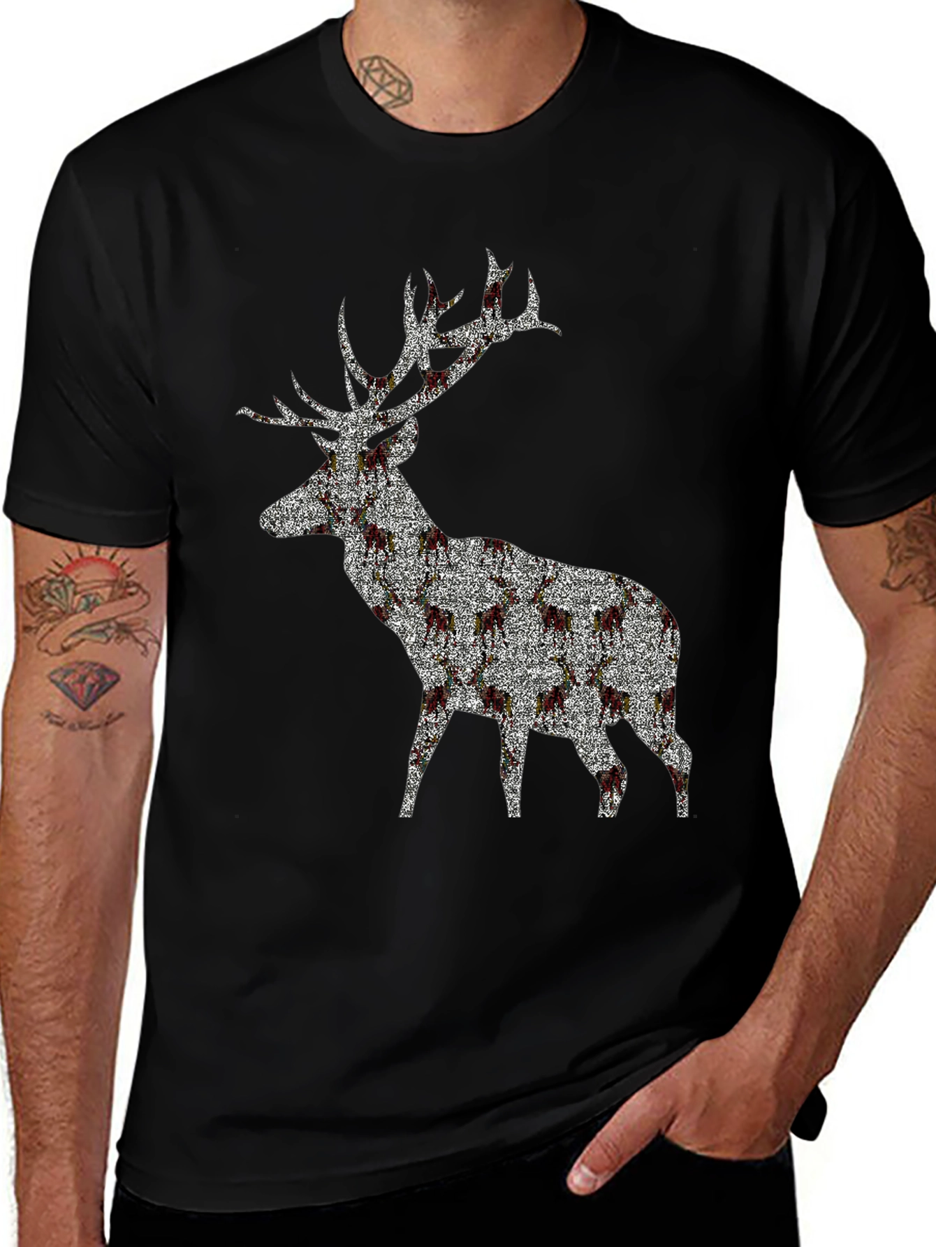 Variant 17 of Stag Patterned Crew Neck T-Shirt