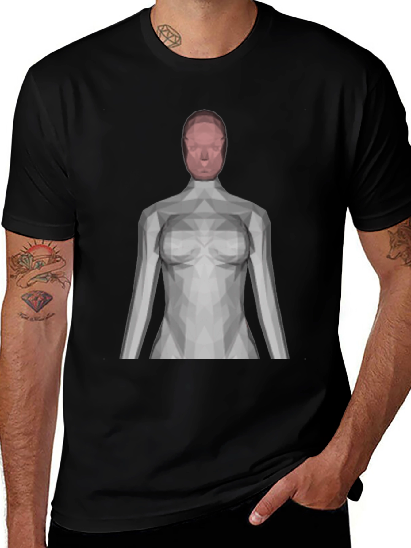 Variant 12 of Geometric Woman Black T-Shirt - Modern Art Tee
