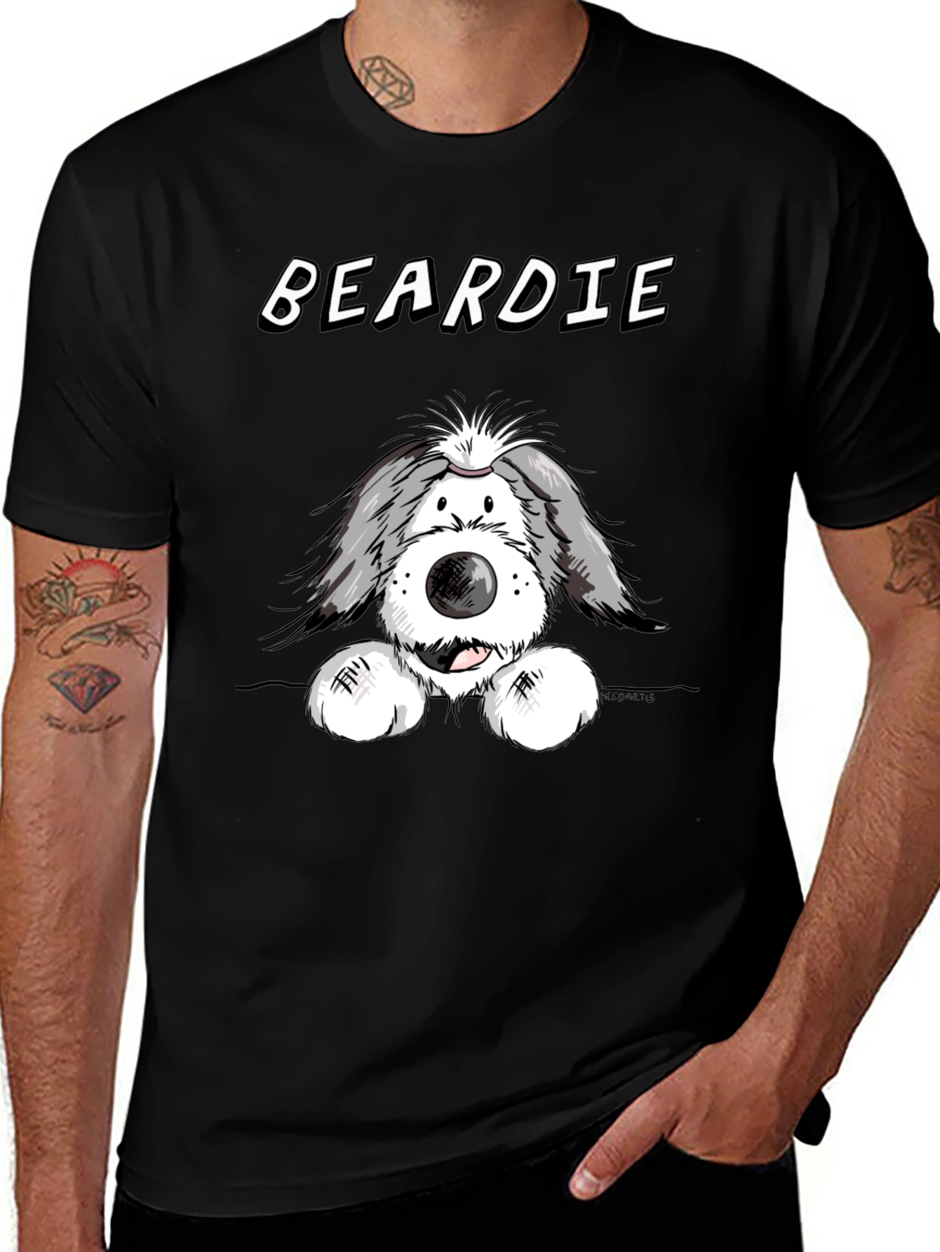 Variant 27 of Beardie Dog T-Shirt - Black
