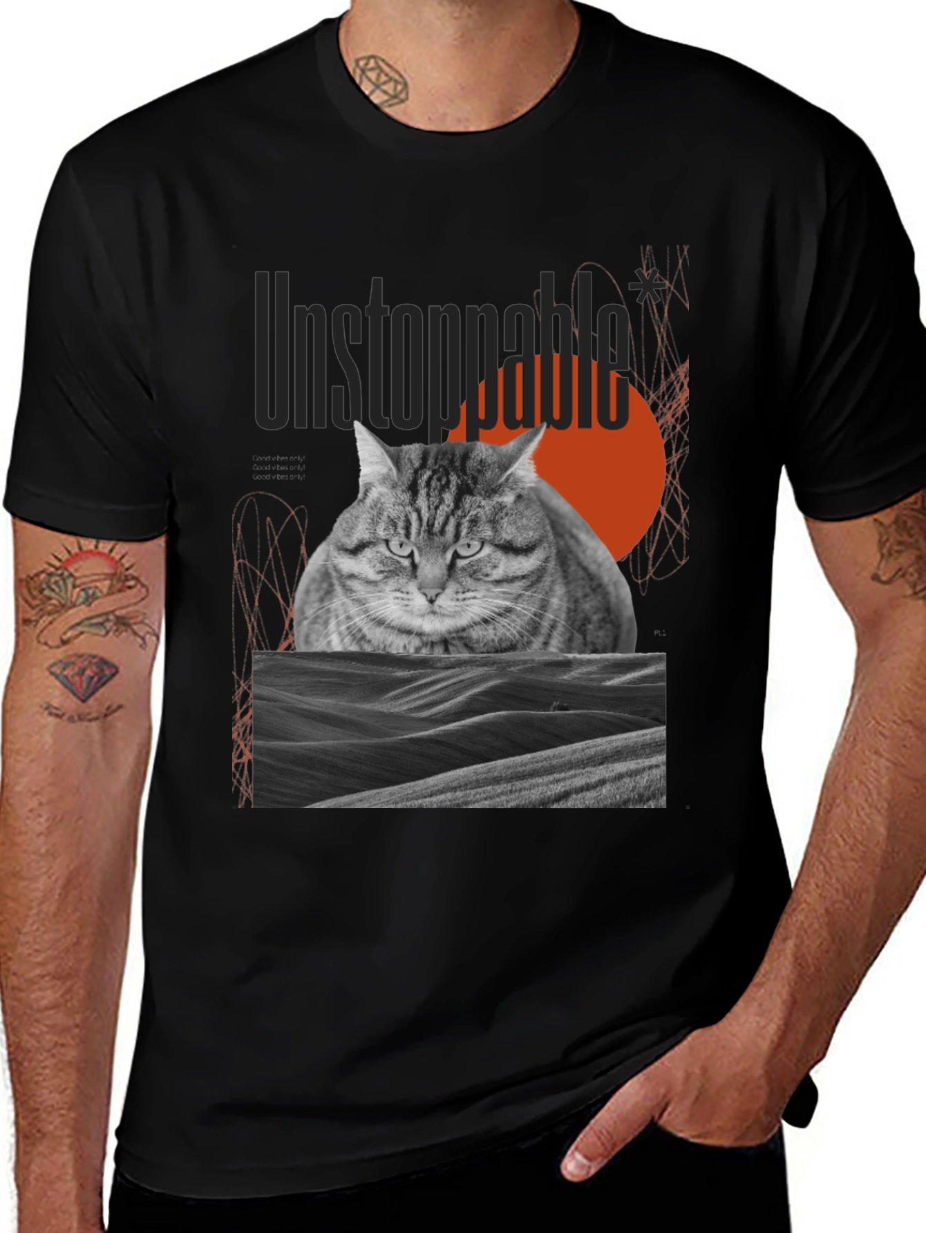 Variant 13 of Unstoppable Cat Graphic Tee - Premium Cotton Blend