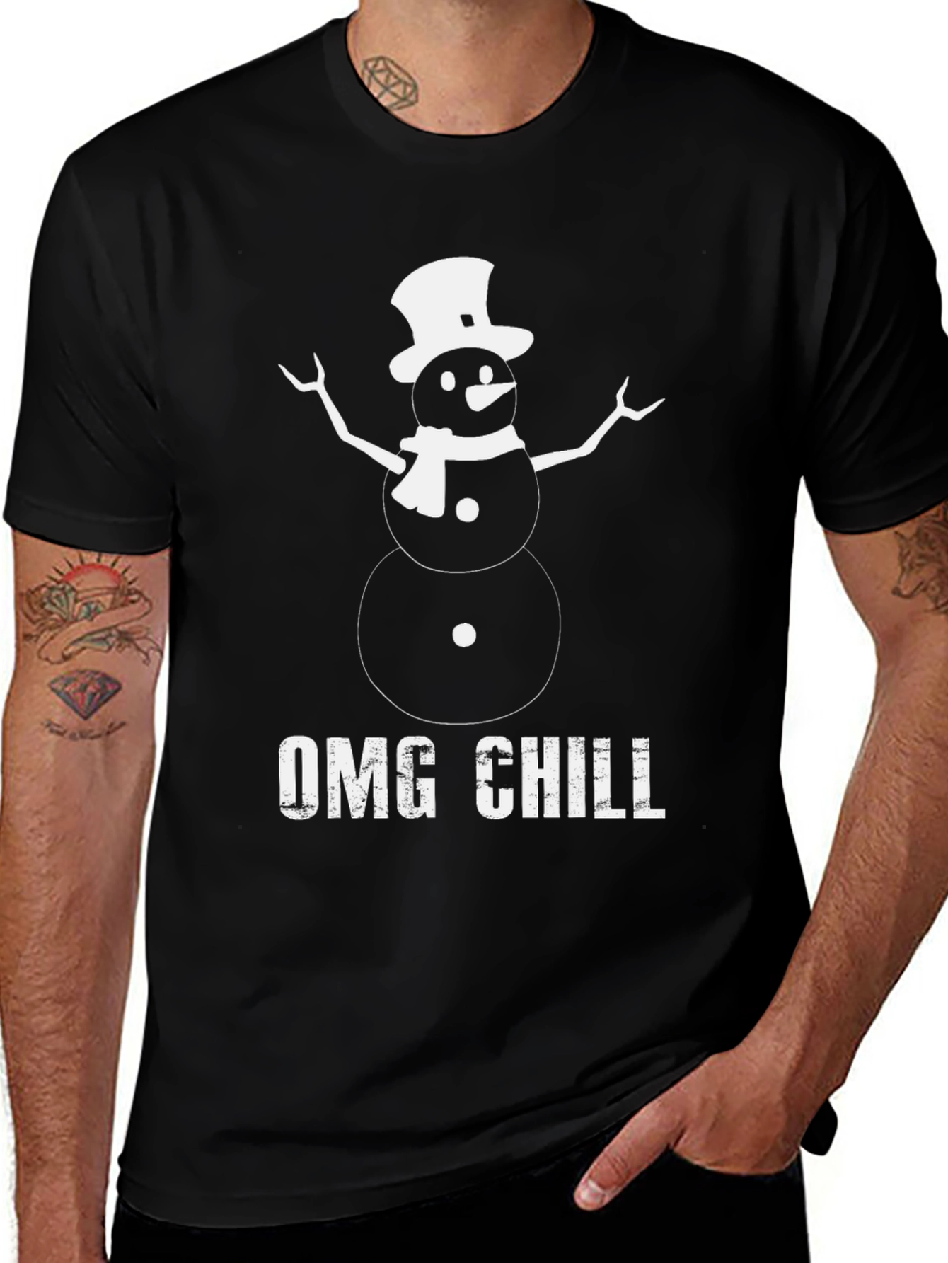 Variant 30 of OMG Chill Snowman Graphic Tee - Winter Holiday Style