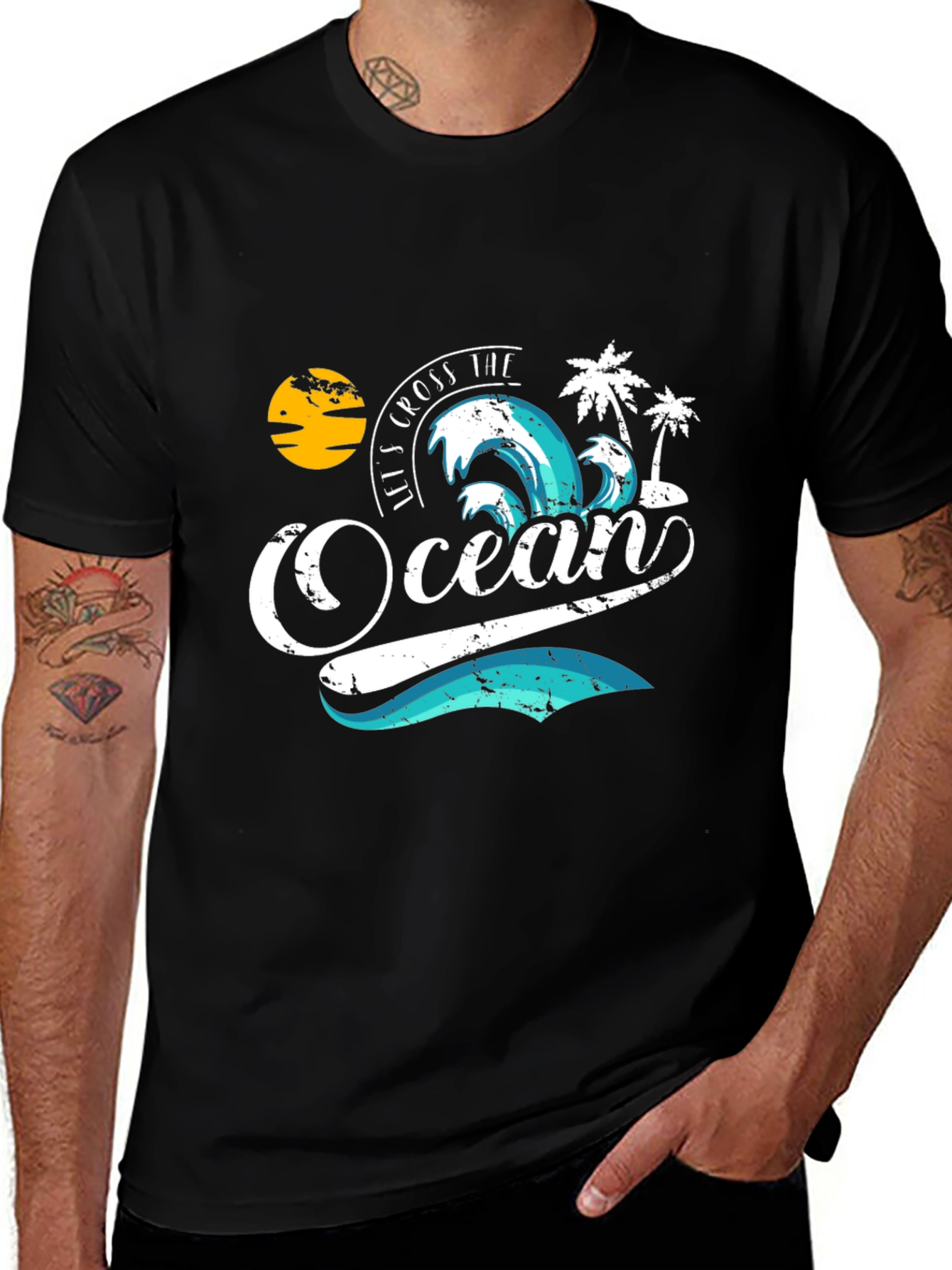 Variant 29 of Ocean Wave Graphic Tee - Black T-Shirt
