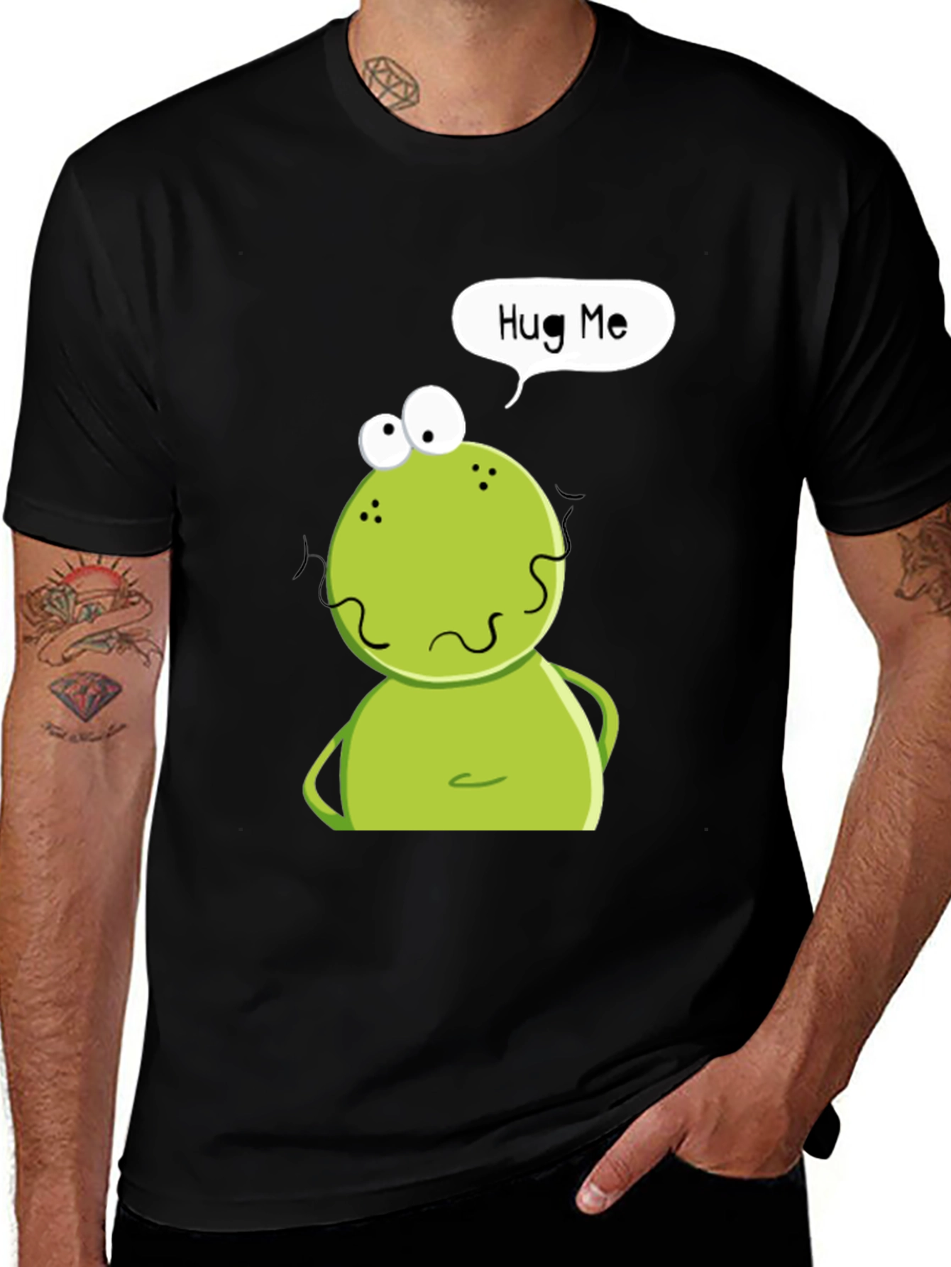 Variant 17 of Hug Me Frog Graphic Tee - Black Cotton T-Shirt