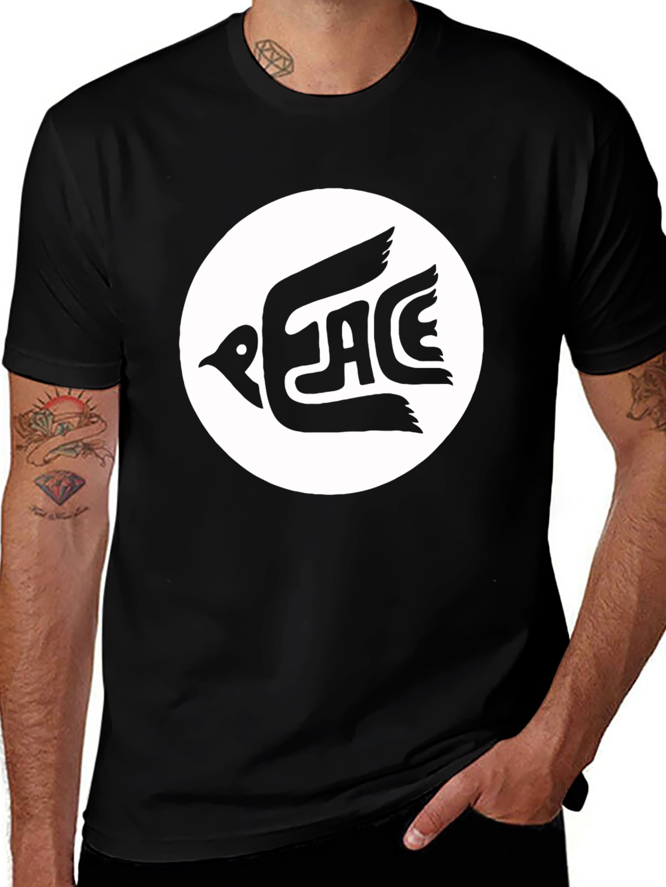 Variant 5 of Peace Dove Graphic Tee - Black