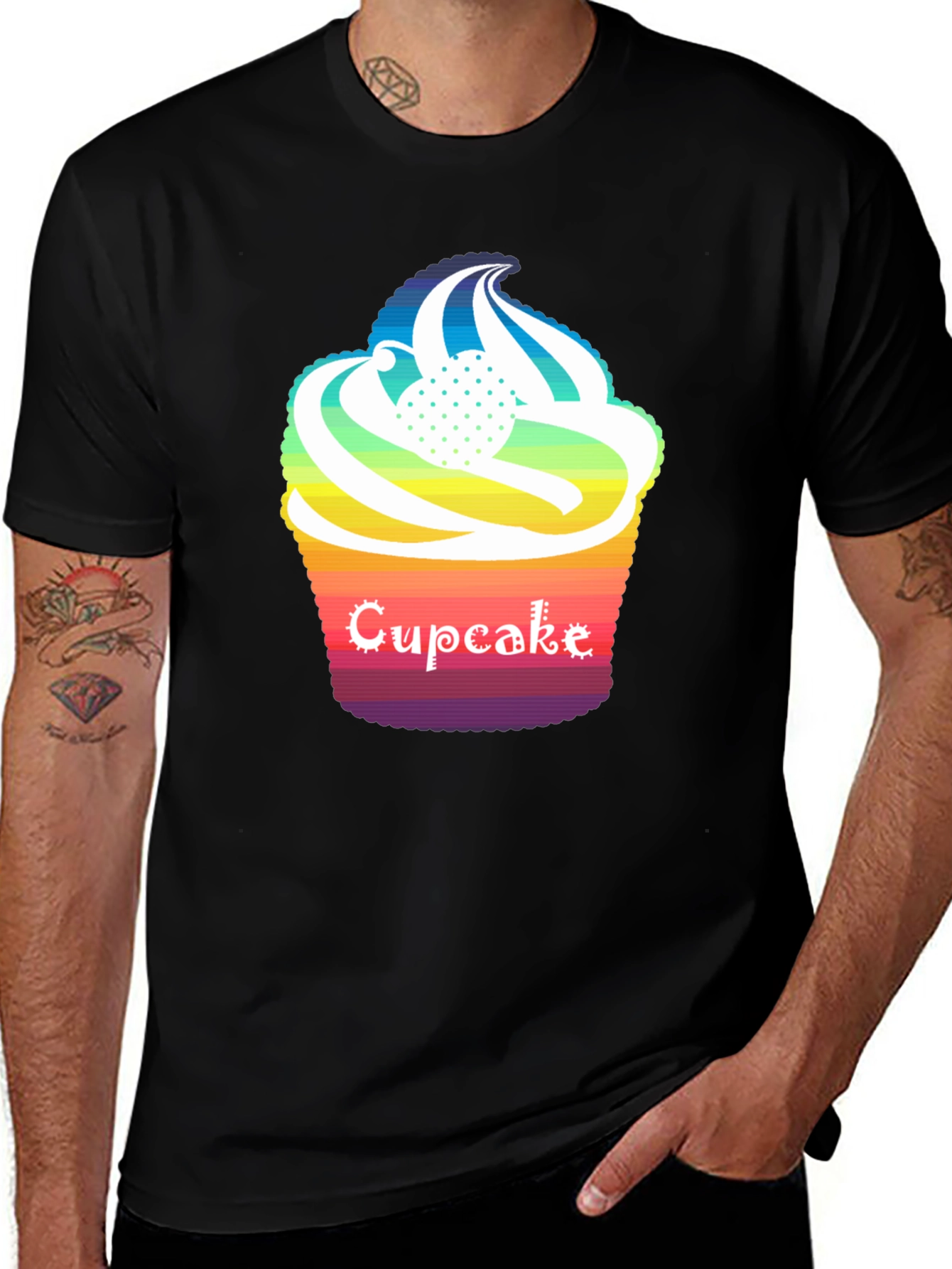 Variant 8 of Rainbow Cupcake Graphic T-Shirt - Unique Design