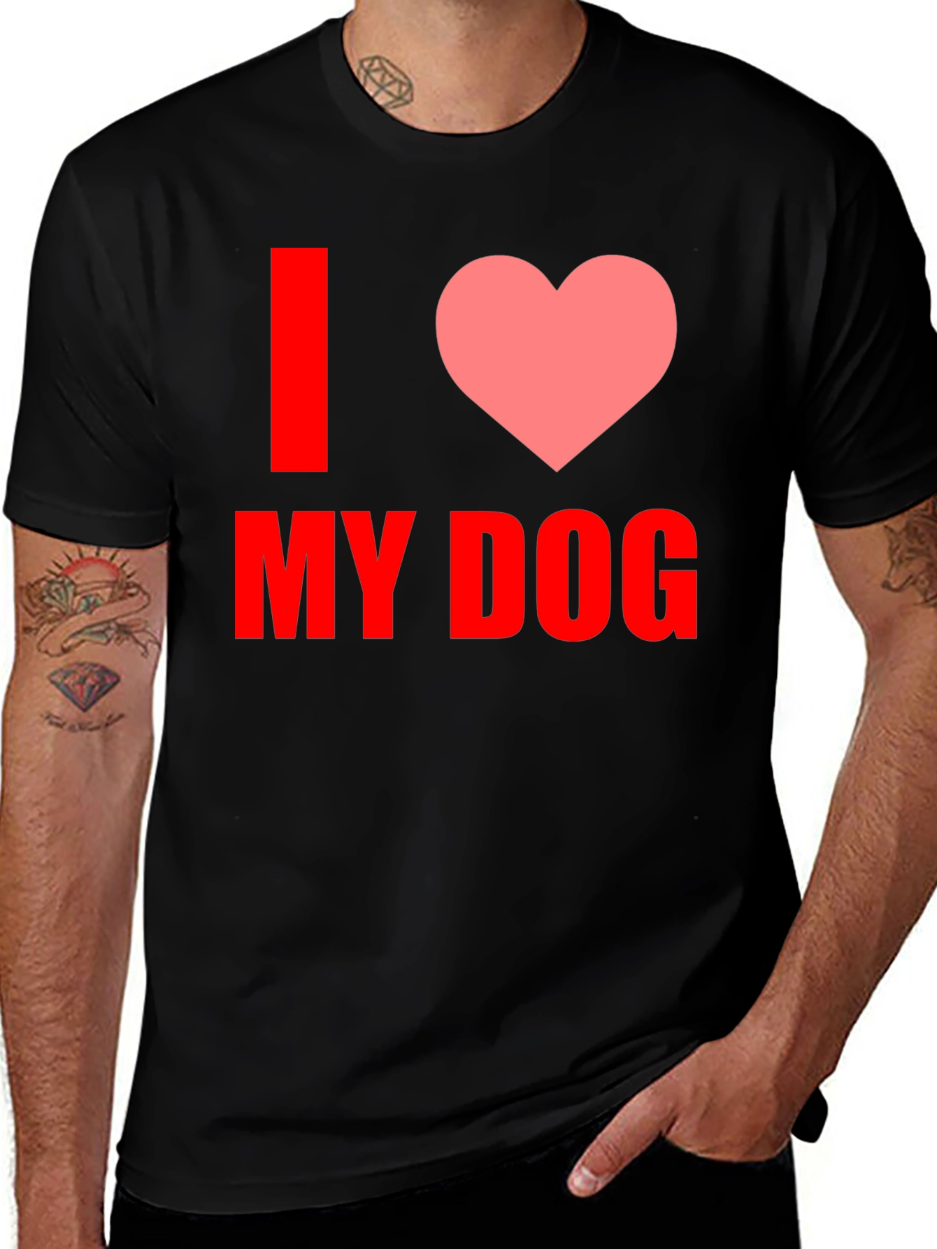 Variant 14 of I Love My Dog Graphic Tee - Black