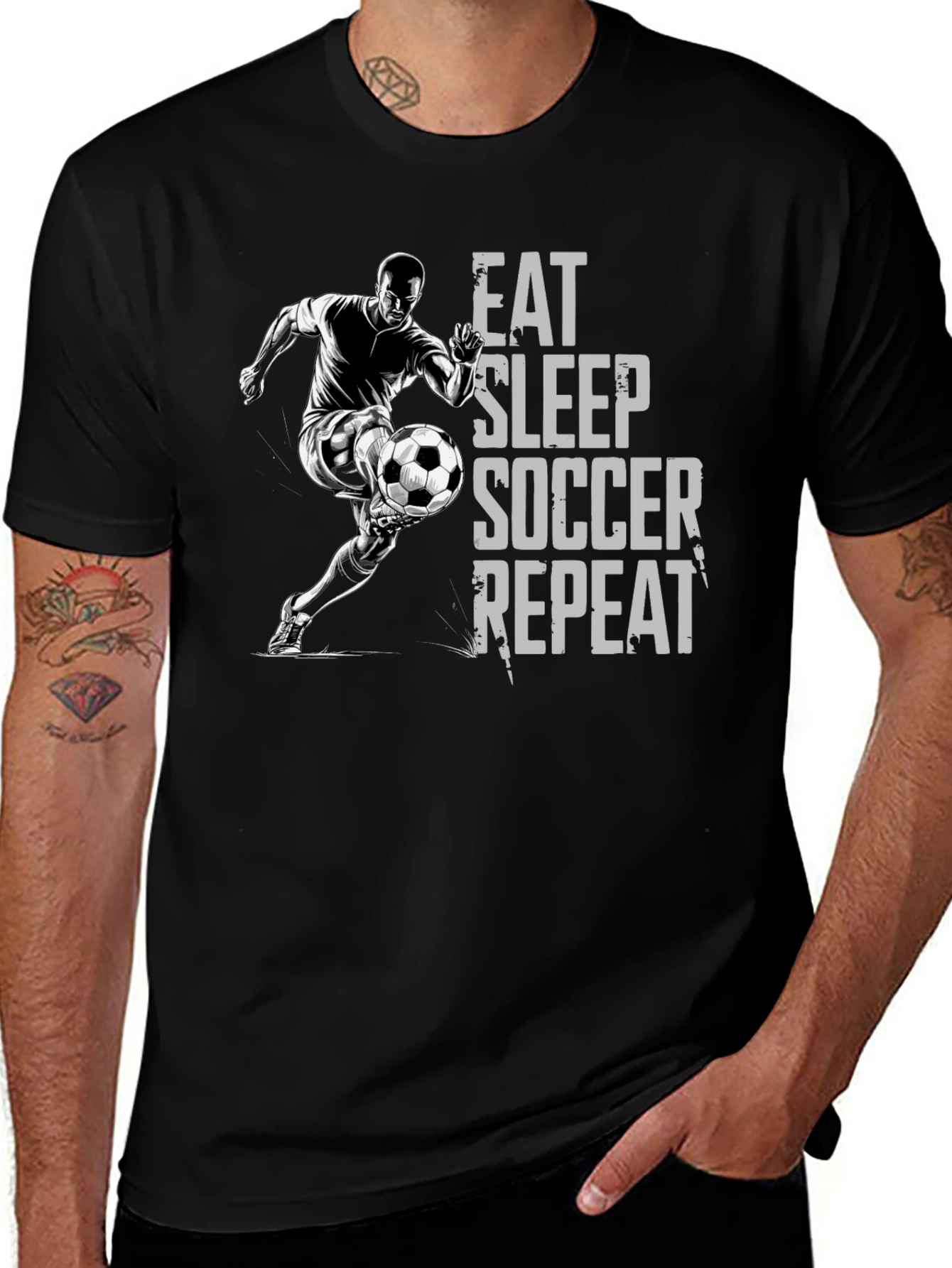 Variant 19 of Eat Sleep Soccer Repeat Graphic Tee