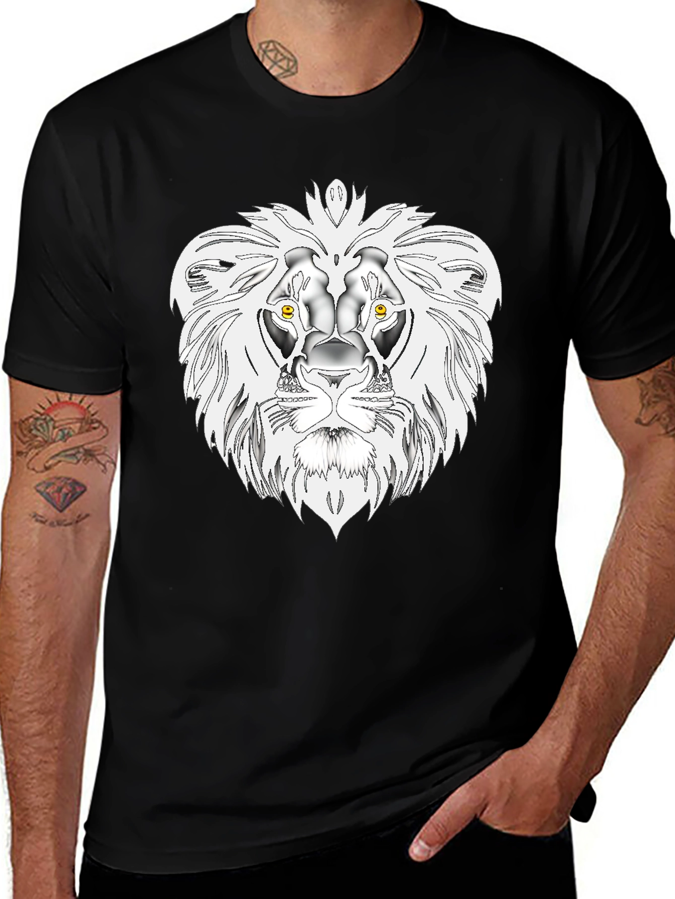Variant 26 of Lion Head Graphic Tee - Bold Black T-Shirt