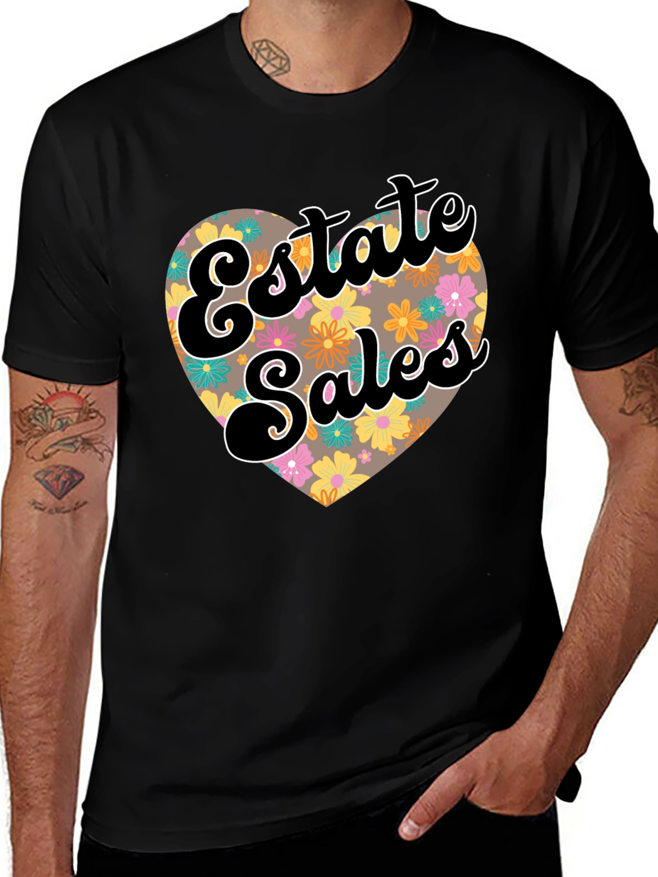 Variant 8 of Estate Sales Floral Heart Graphic Tee