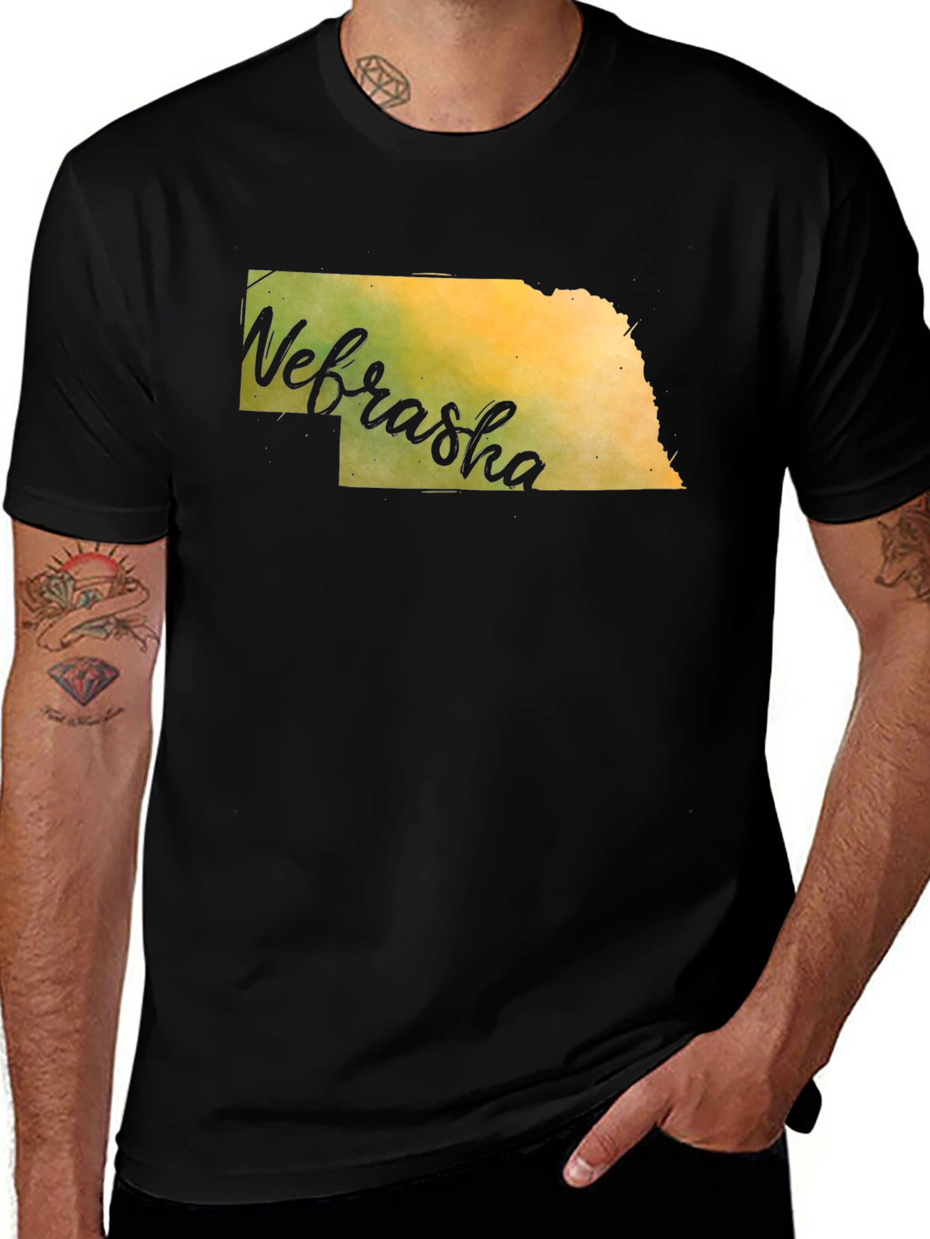 Nebraska State Map Graphic T-Shirt