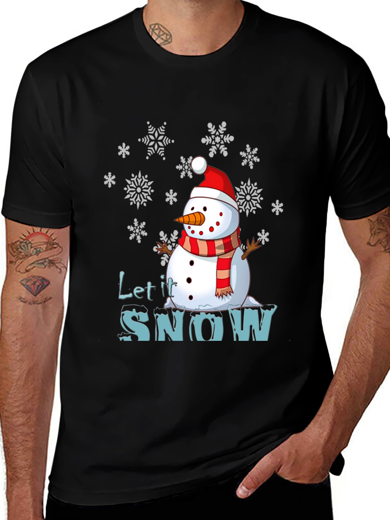 Black Let it Snow Snowman Graphic Tee main image