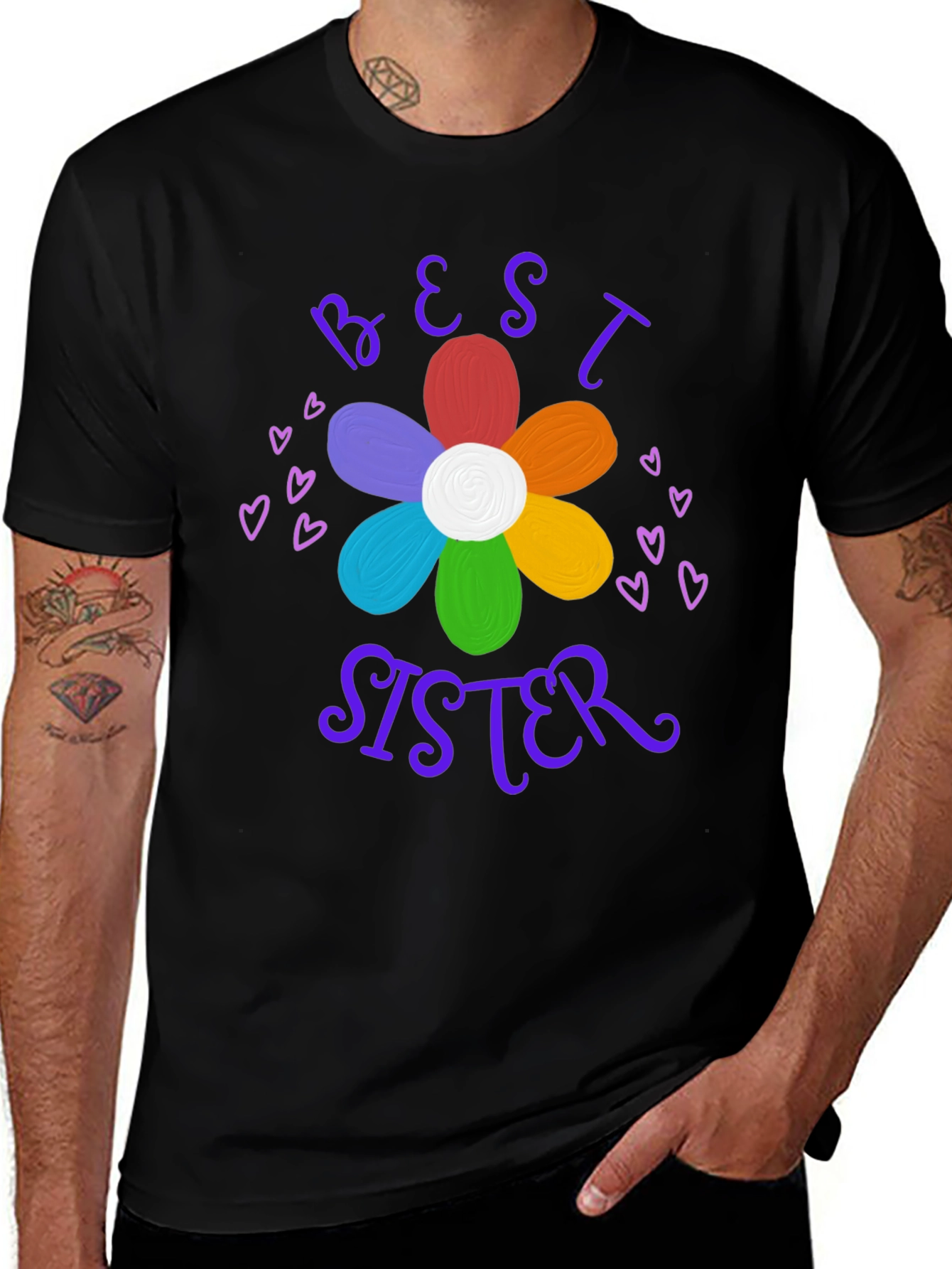 Variant 16 of Best Sister Flower Graphic T-Shirt