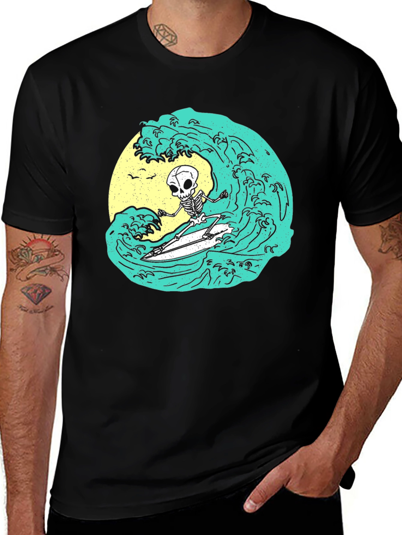 Variant 27 of Skeleton Surfer Wave Graphic Tee