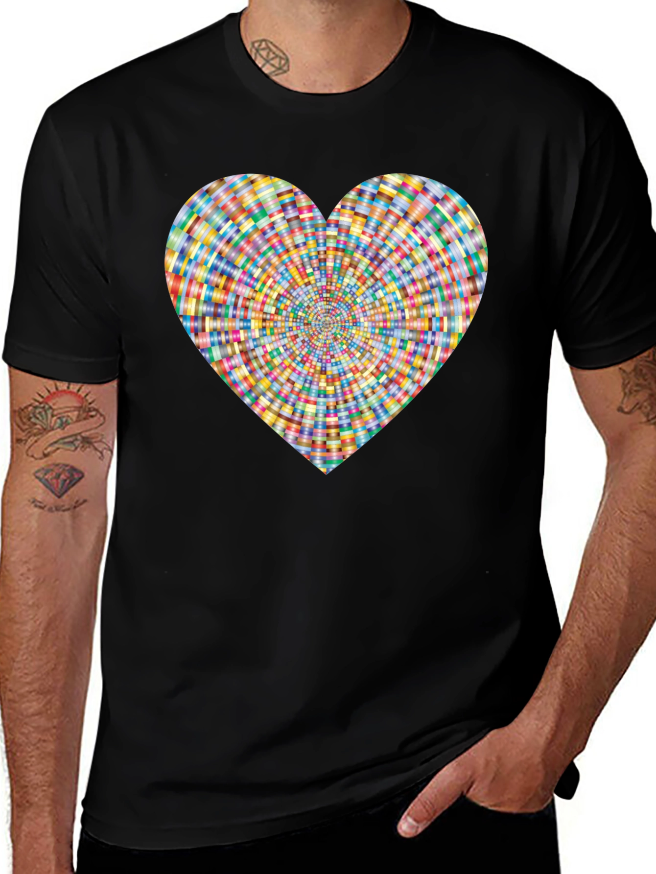 Variant 2 of Heart Pattern Black T-Shirt