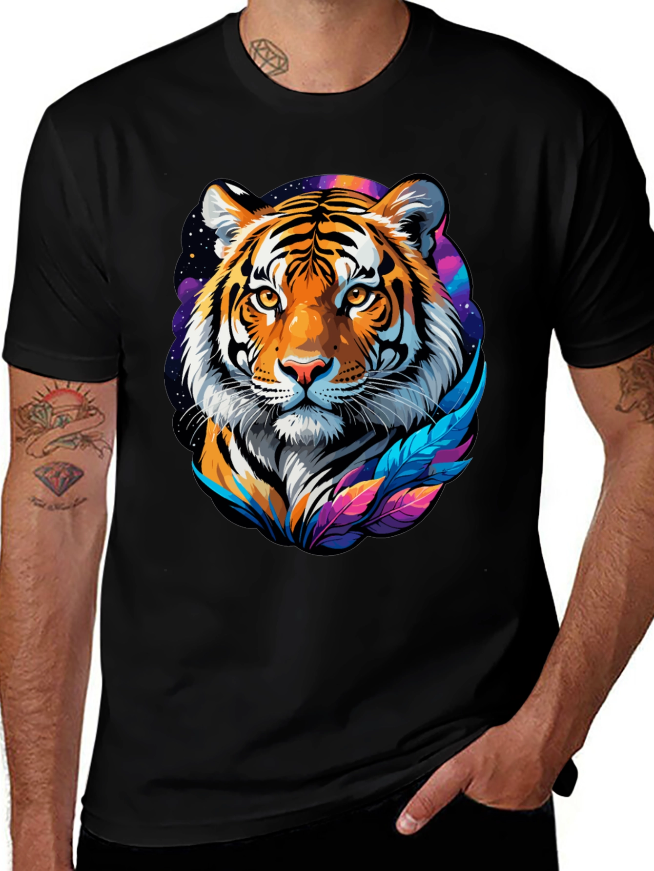 Variant 12 of Tiger Graphic Tee - Men's Black T-Shirt