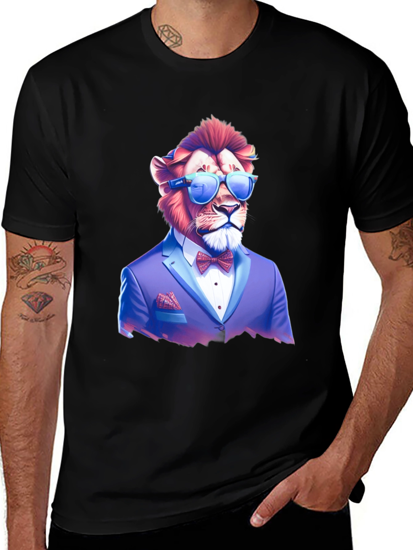 Variant 30 of Lion in Suit Graphic Tee - Cool & Stylish