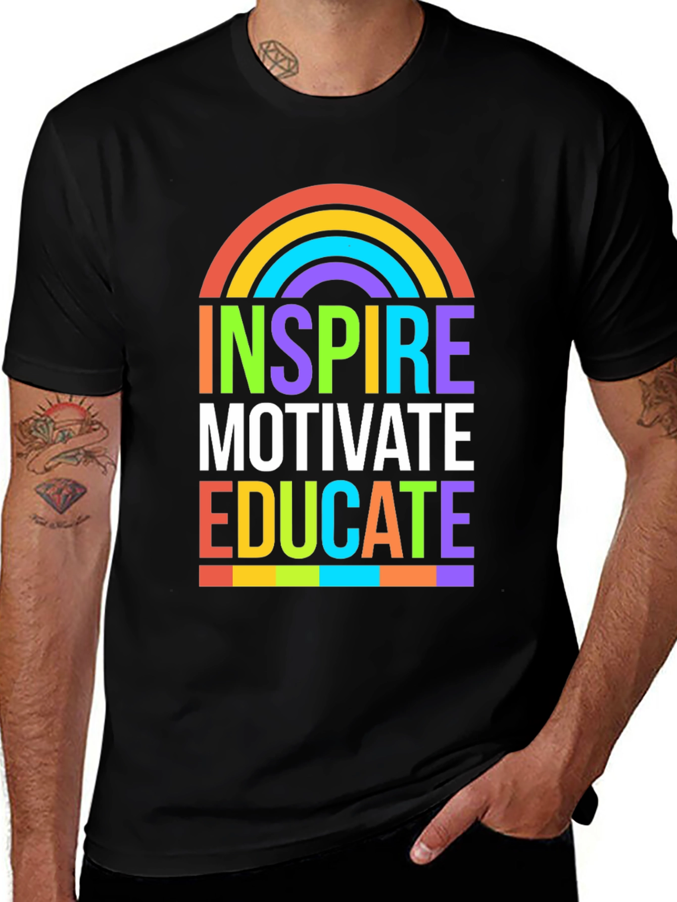 Variant 14 of Inspire Motivate Educate T-Shirt Rainbow Graphic Tee