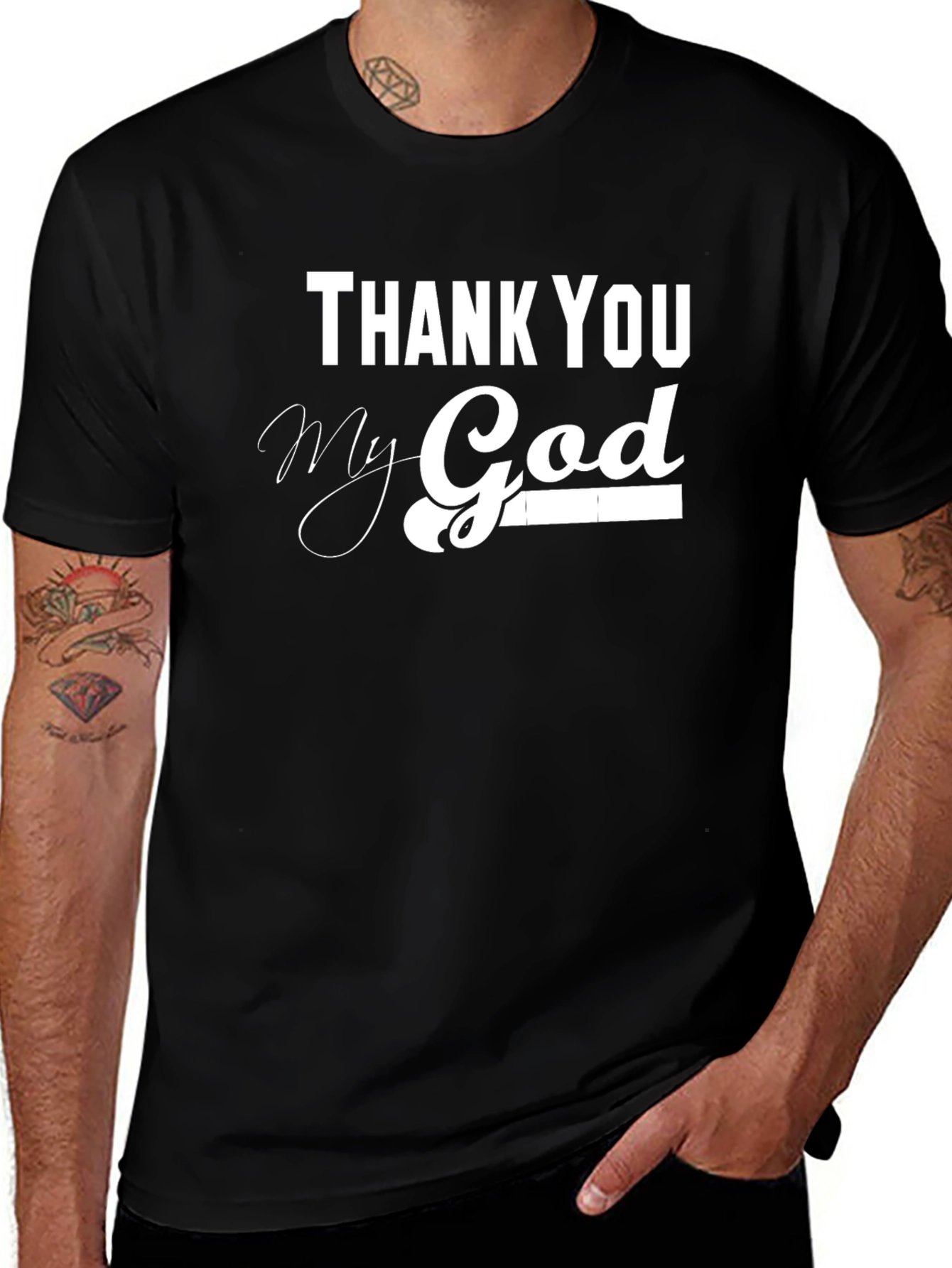 Variant 15 of Thank You My God Black T-Shirt