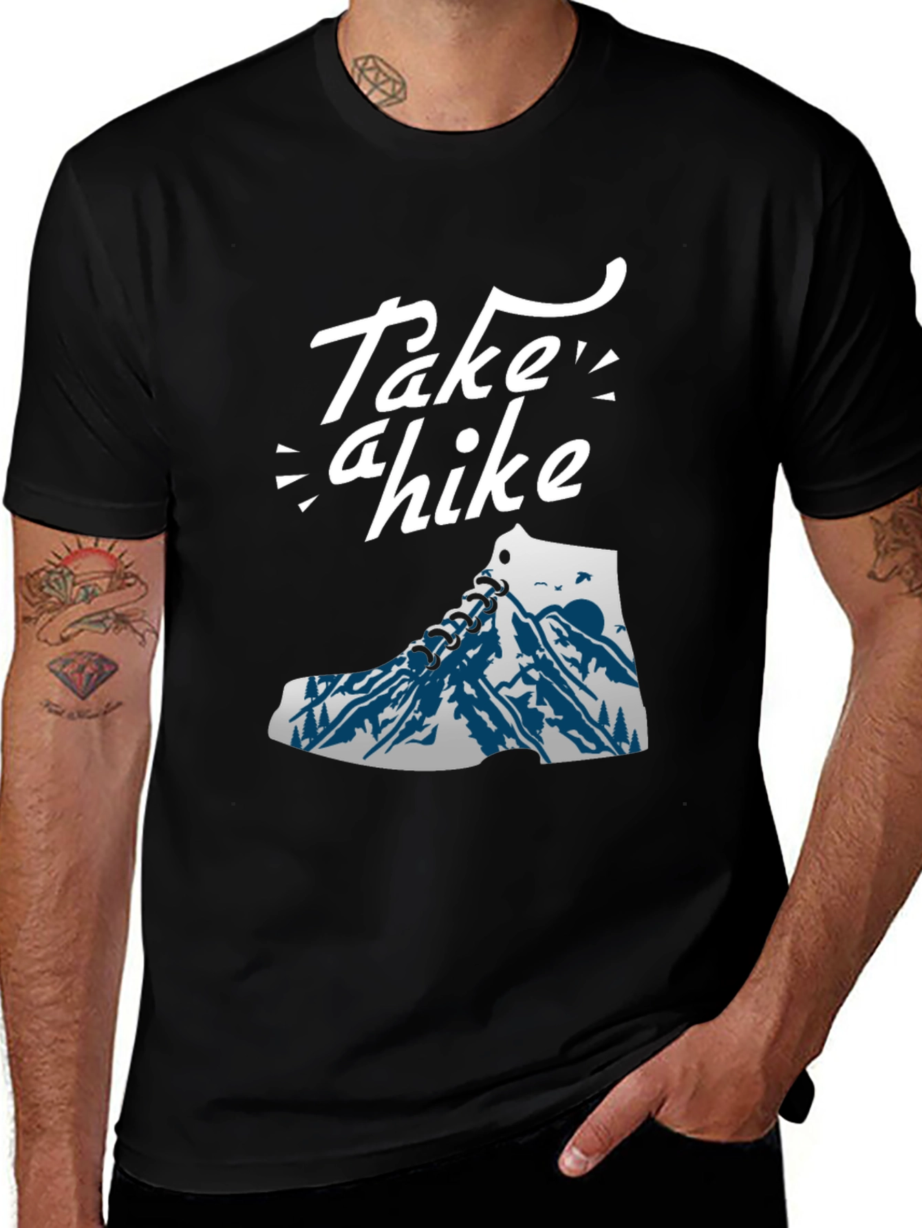 Variant 27 of Take A Hike Graphic Tee - Mountain Shoe Design