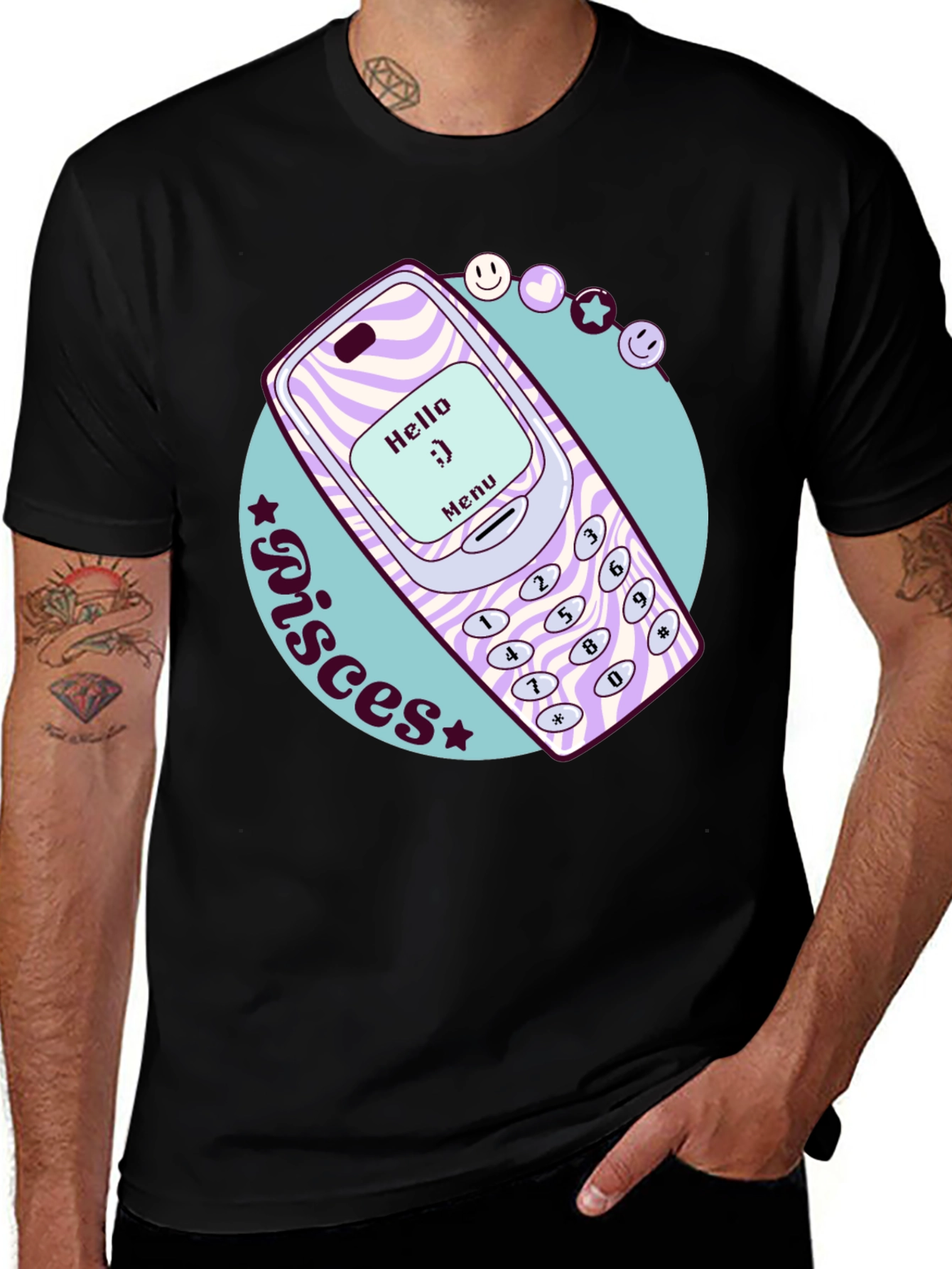 Pisces Retro Cell Phone T-Shirt