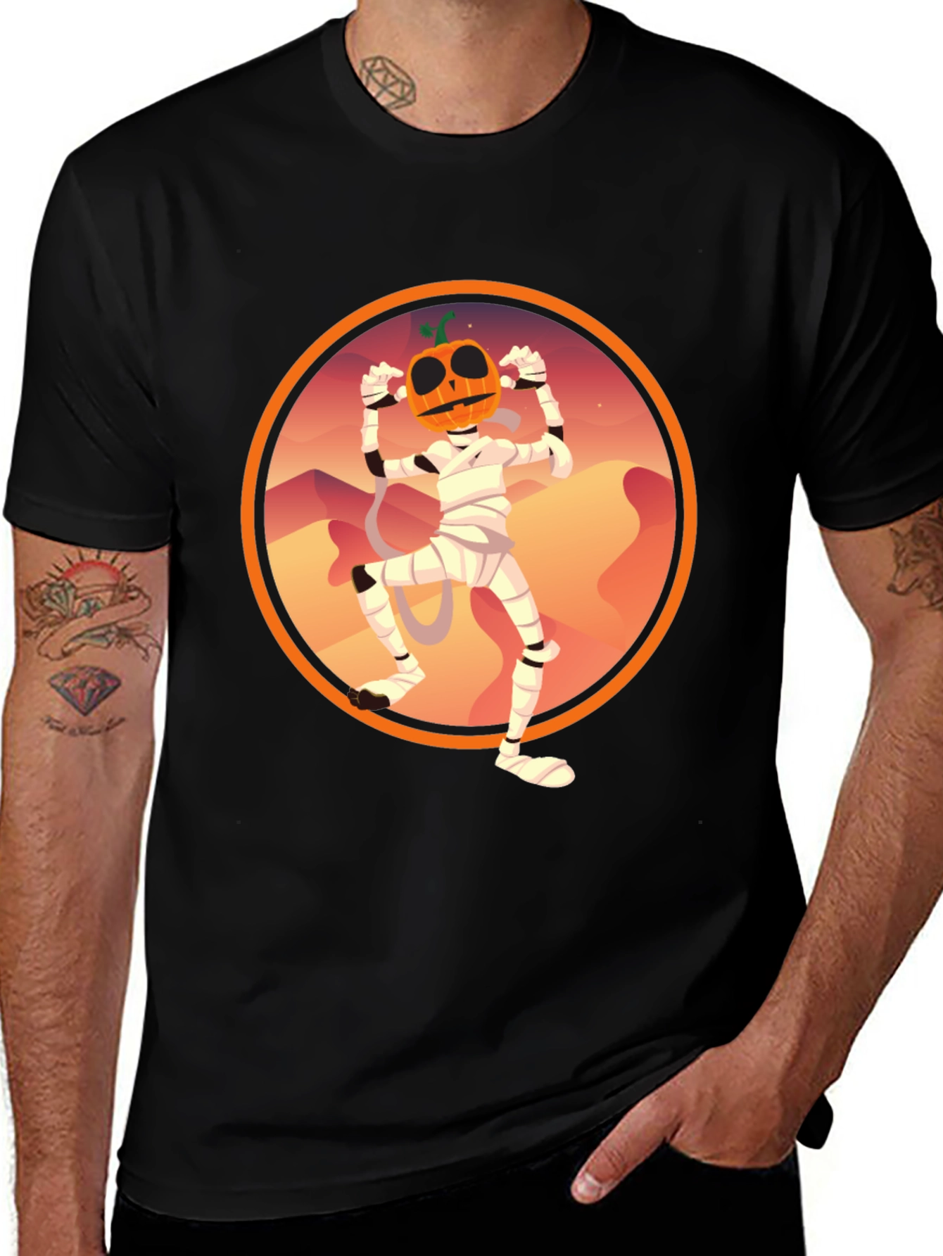 Pumpkin Head Mummy Graphic T-Shirt