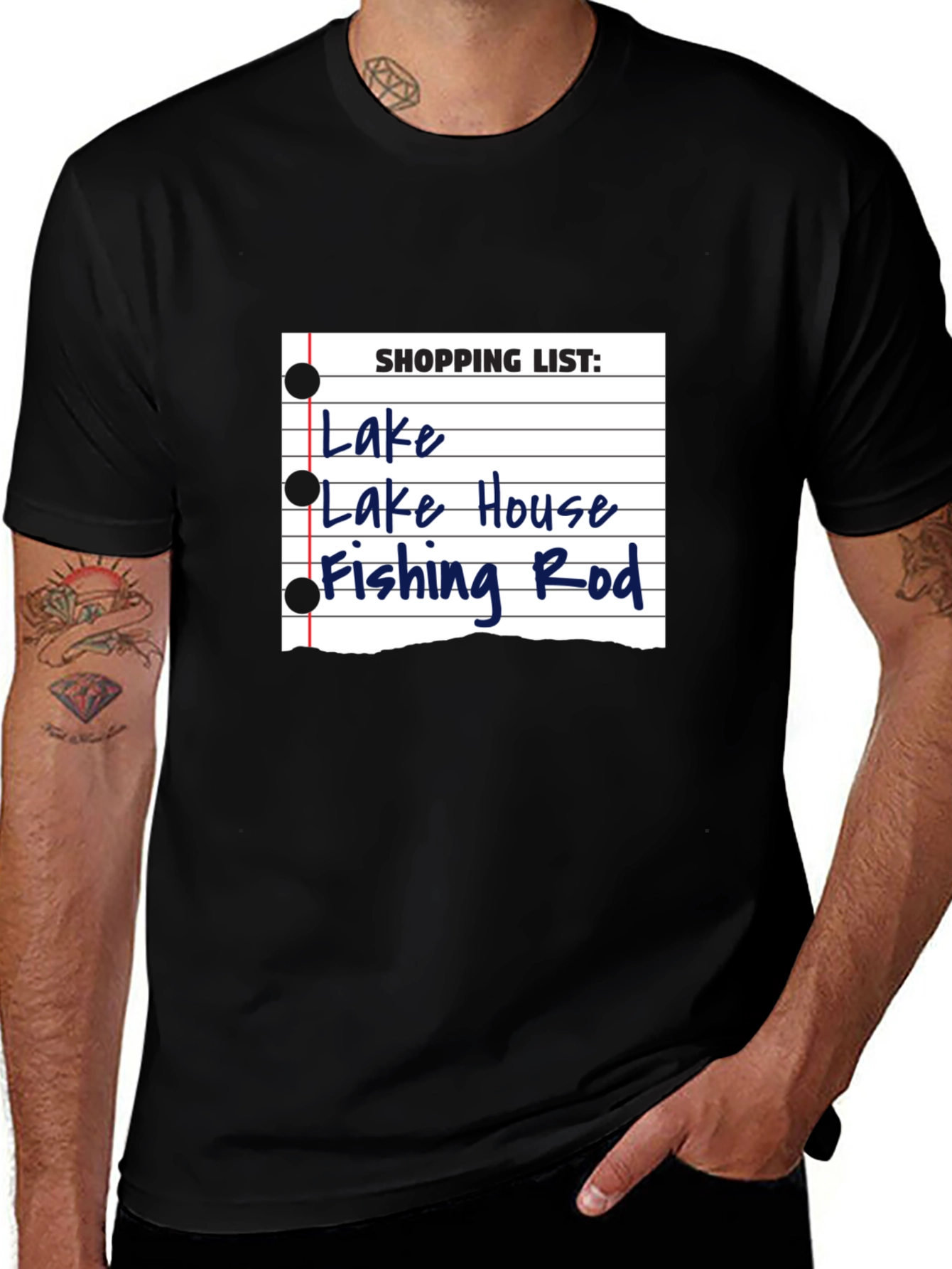 Variant 5 of Lake House Fishing Rod T-Shirt - Black