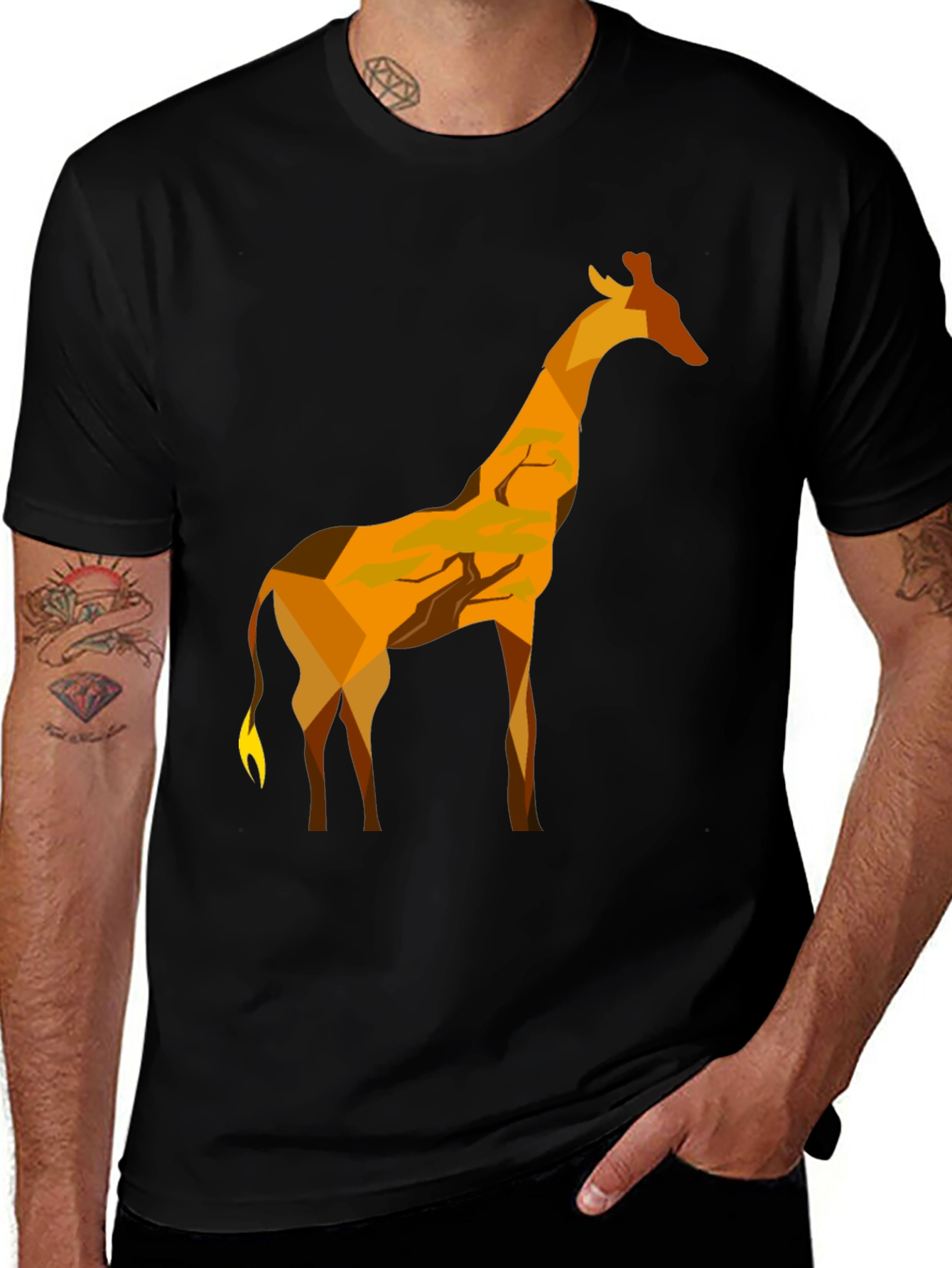 Variant 22 of Geometric Giraffe Graphic Tee - Modern Men's T-Shirt