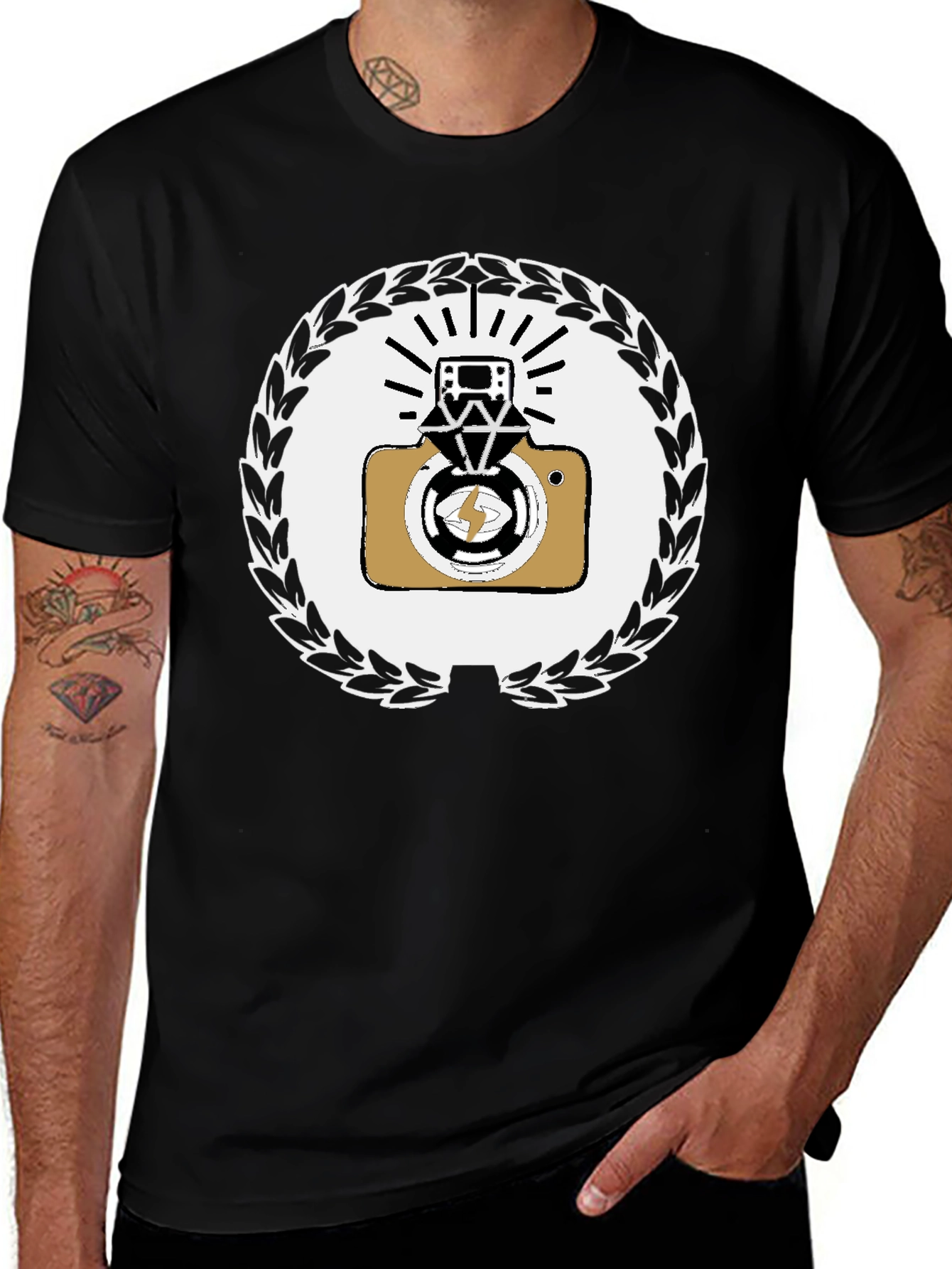 Camera Diamond T-Shirt - Black Graphic Tee