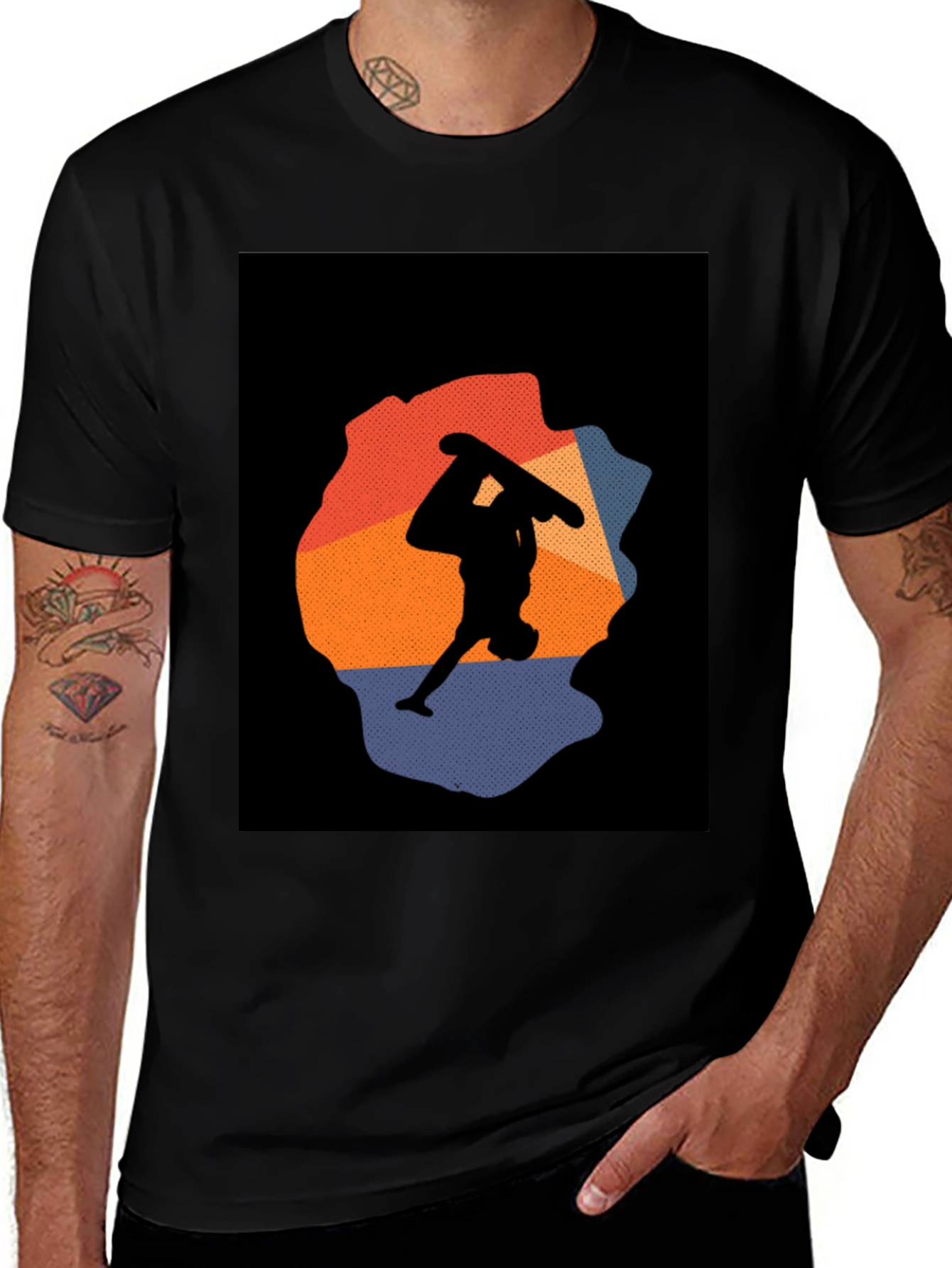 Variant 18 of Retro Skateboard Silhouette Graphic Tee