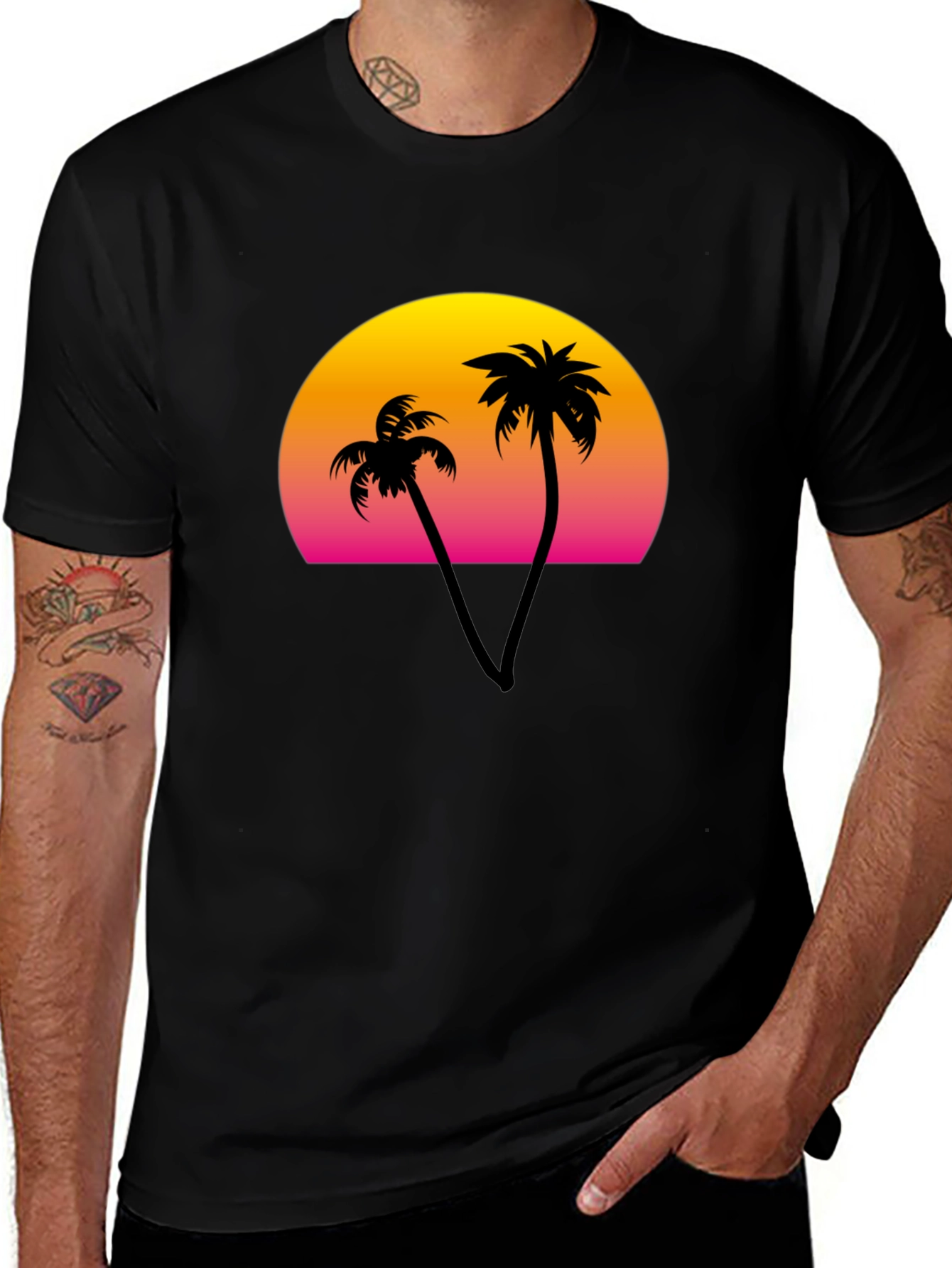 Variant 2 of Retro Sunset Palm Tree Graphic T-Shirt